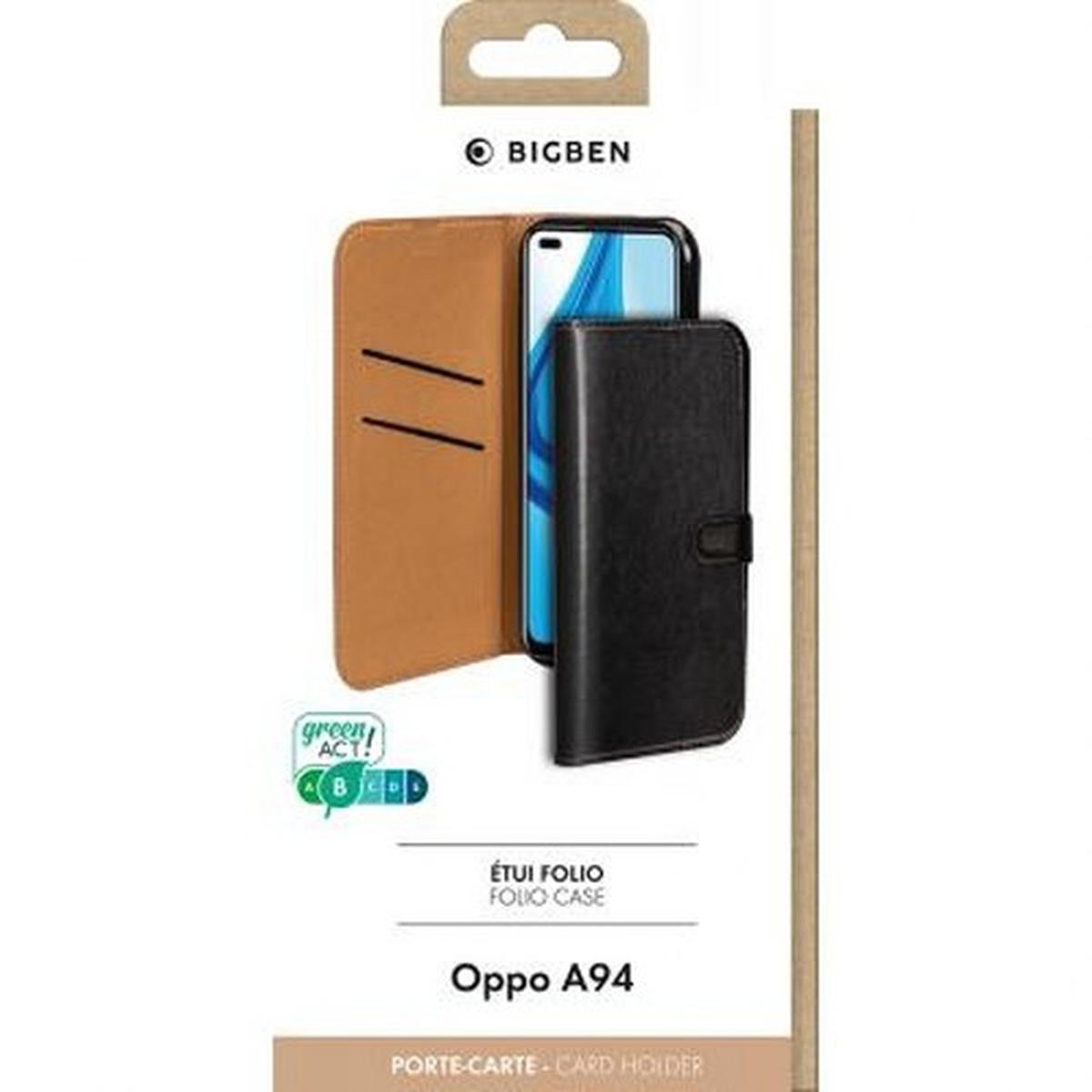 Verpackung mit Handyhülle für Oppo A94. Die Hülle ist braun und schwarz. Das Telefon ist sichtbar.