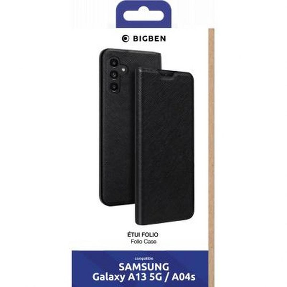 Schwarze Handyhülle mit dem Telefon links und der Abdeckung rechts.