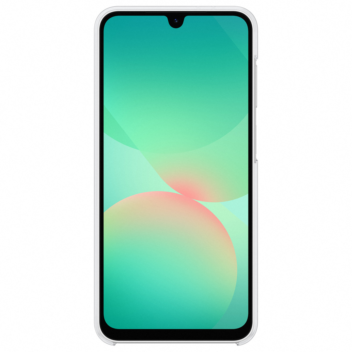Smartphone mit grünem und rosa Hintergrund. Der Bildschirm ist eingeschaltet.