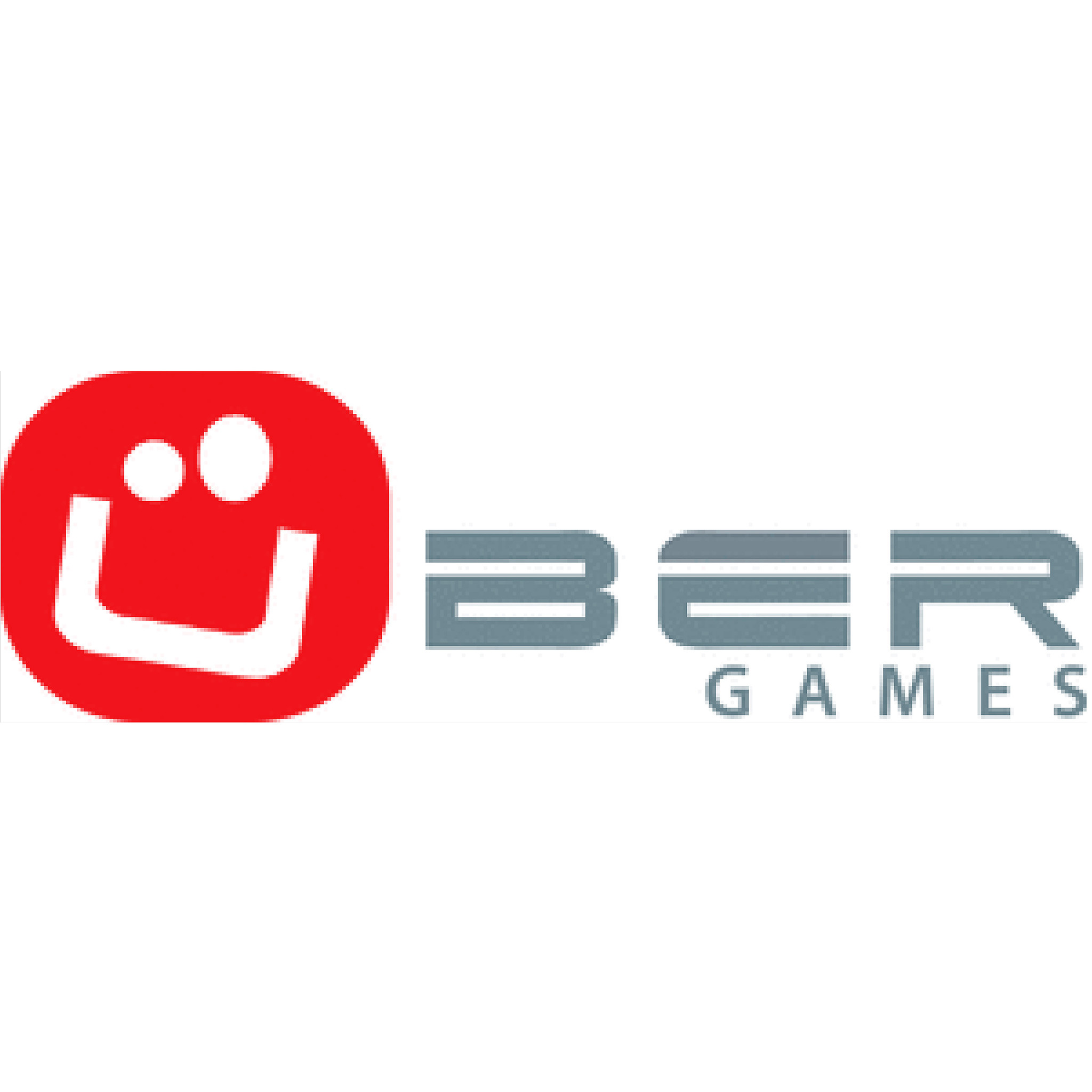 Ein Logo mit einem lächelnden Gesichts-Symbol und dem Wort 'BER GAMES' in grauer Schrift.