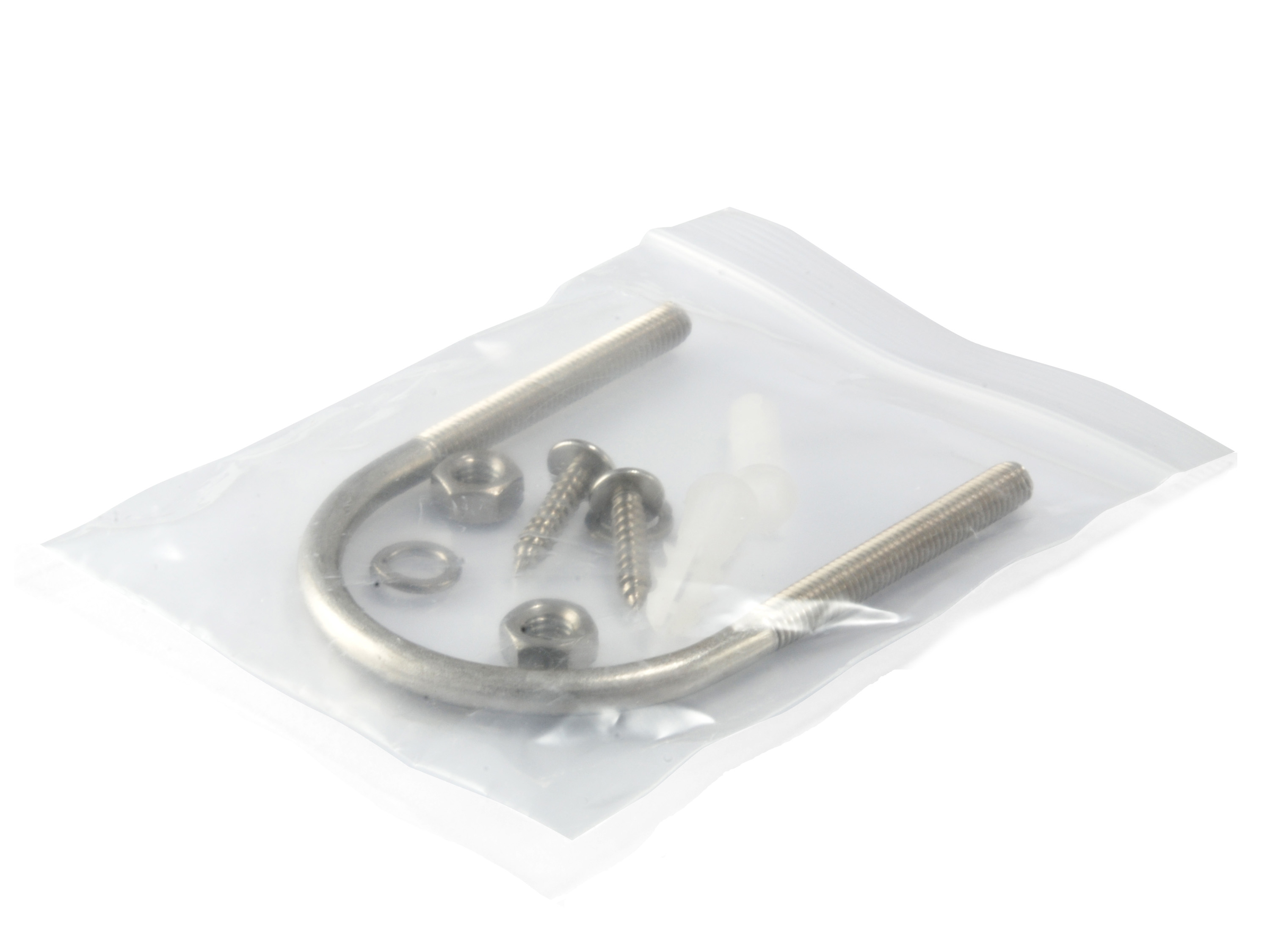 Zestaw sprzętowy w przezroczystej plastikowej torbie.