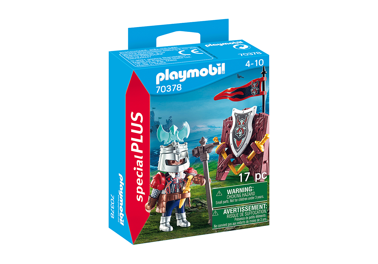 Playmobil box set with a knight figure and accessories.