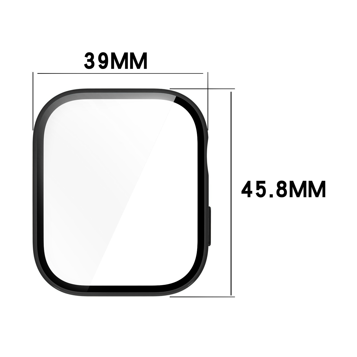 Obraz przedstawia kwadratową osłonę ekranu z wymiarami.