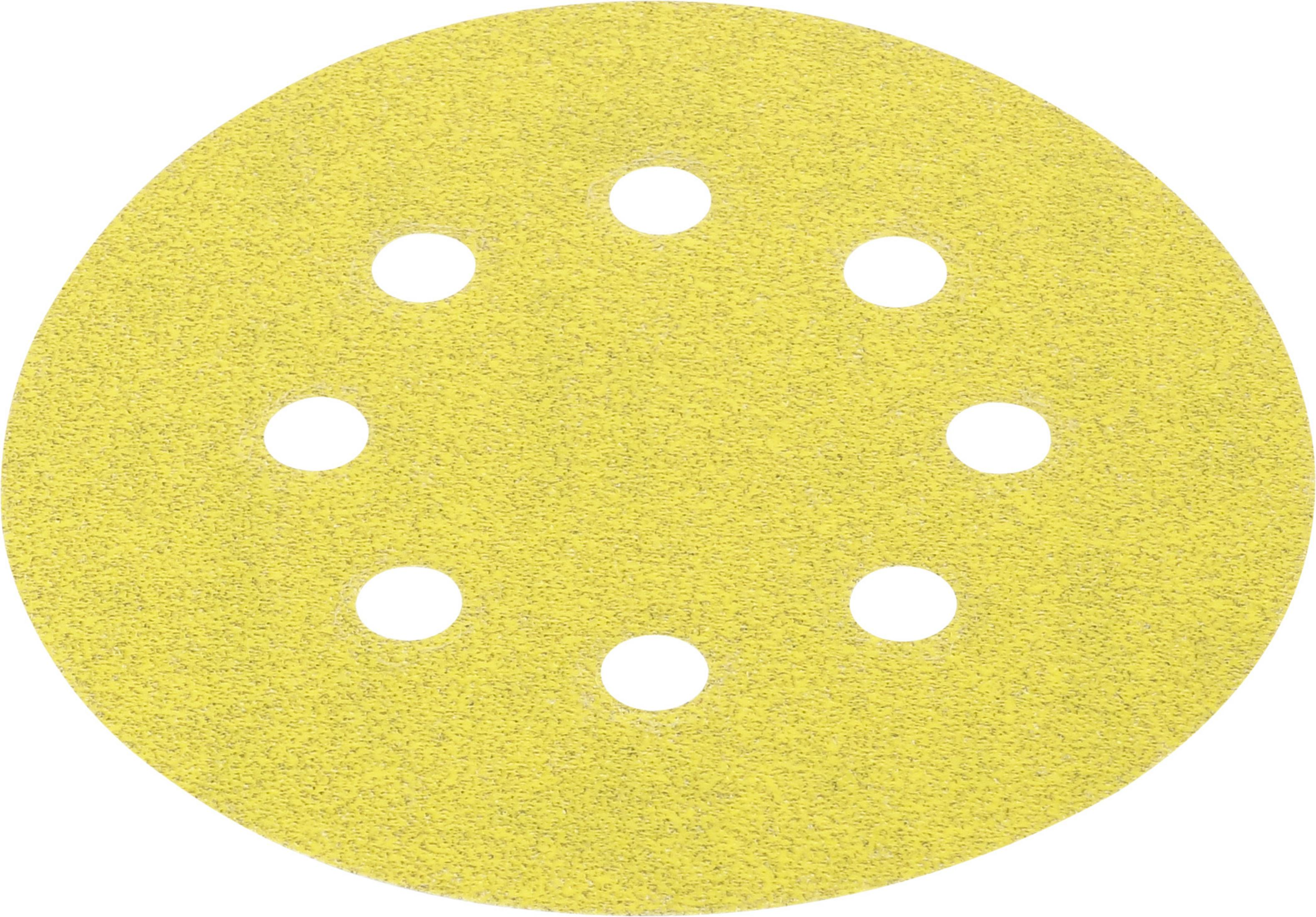 Żółta tarcza szlifierska z otworami. Tarcza jest okrągła.