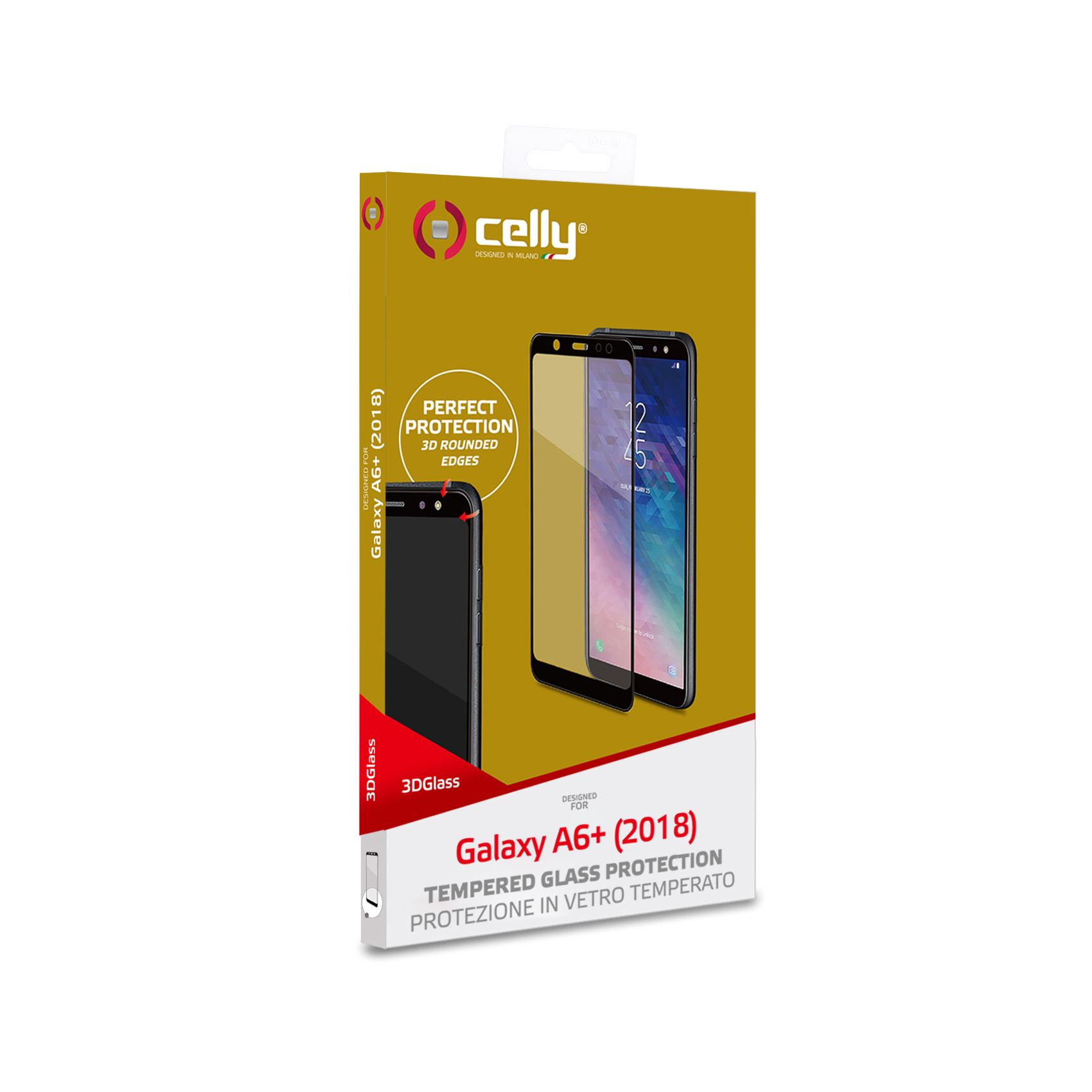 Scatola con protezione schermo. Mostra un telefono e la protezione. Testo: Perfect Protection.