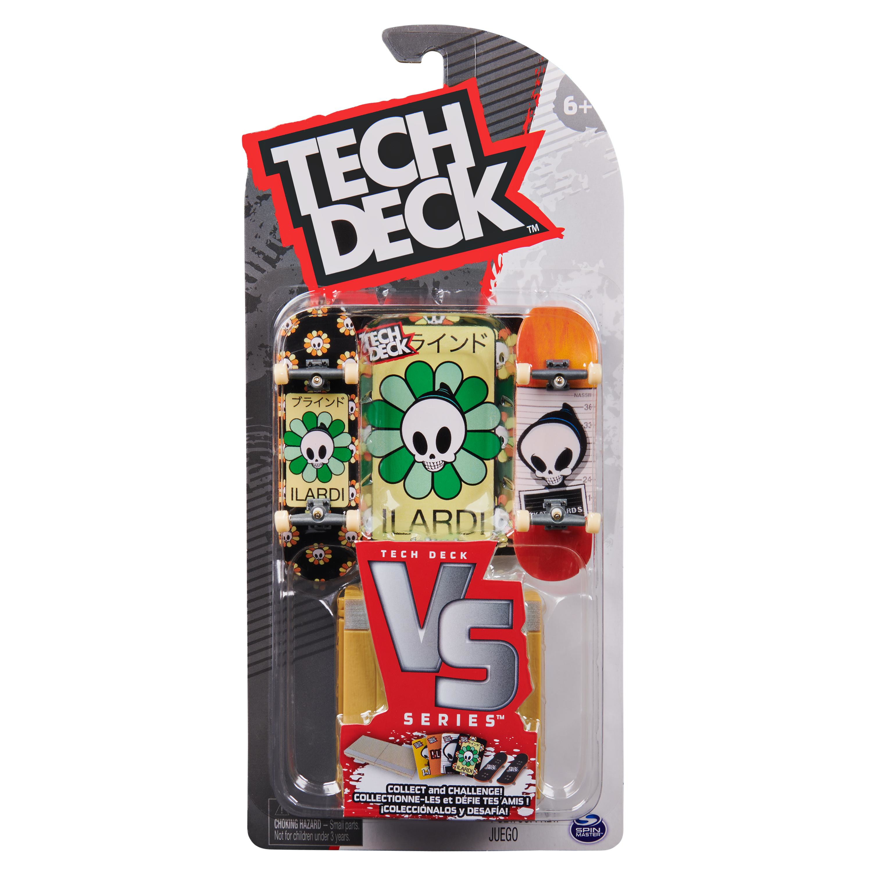 Tech Deck Spielzeug-Skateboards in einer Verpackung mit auffälligem Branding.