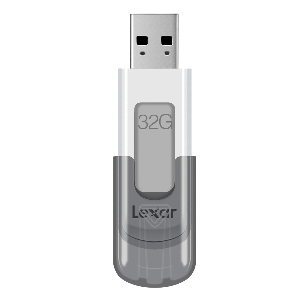 Srebrno-szary pendrive z etykietą '32G'.