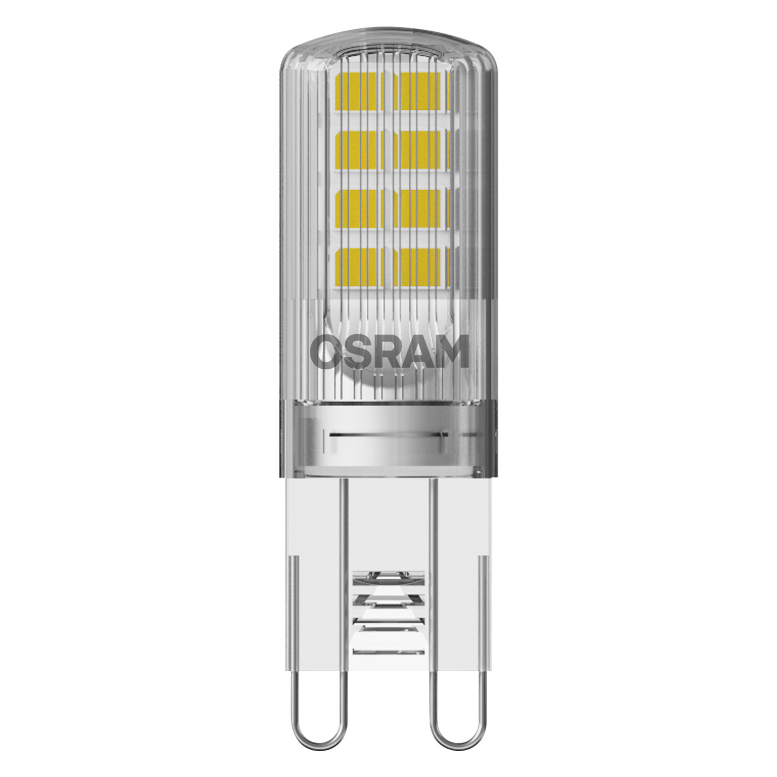 Une petite ampoule LED avec des lumières jaunes. La marque 'OSRAM' est visible.