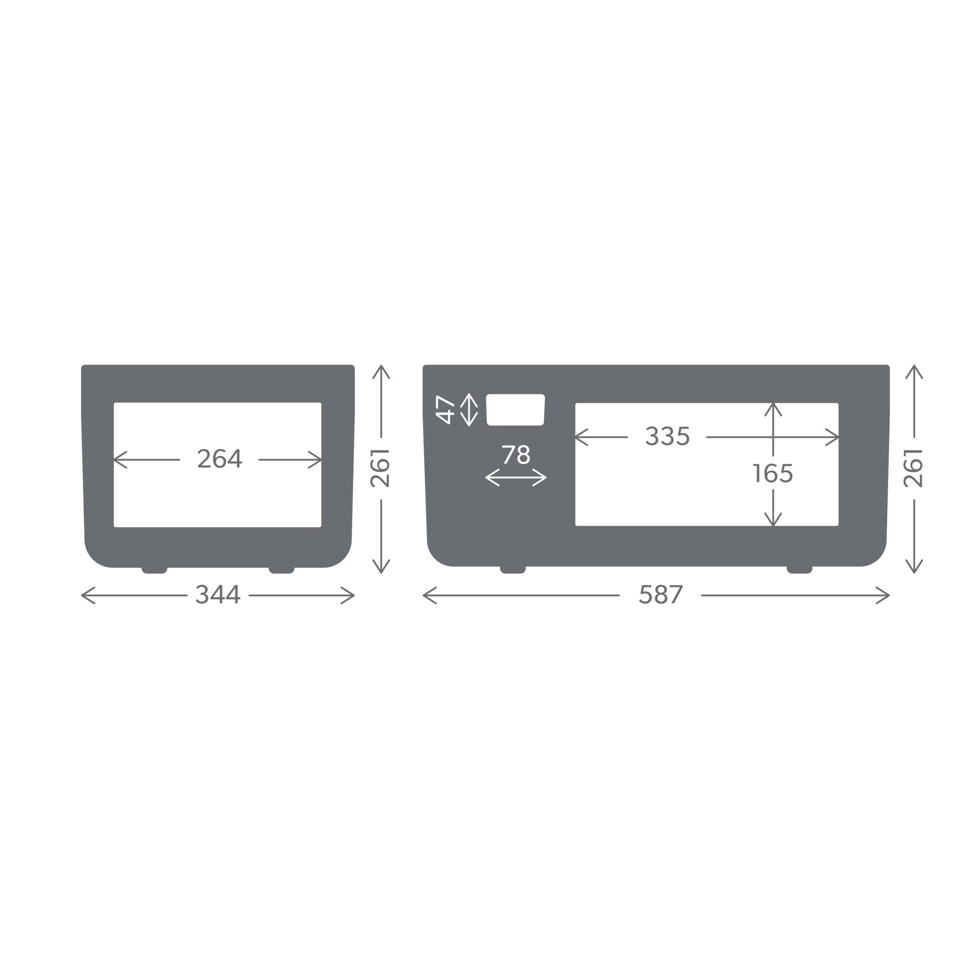 Diagram przedstawiający wymiary dwóch prostokątnych kształtów ze strzałkami i liczbami.