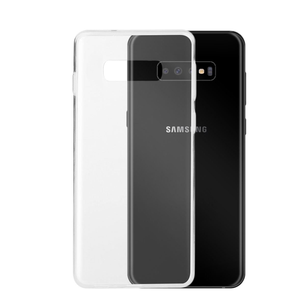 Due telefoni, uno trasparente e uno nero, affiancati.