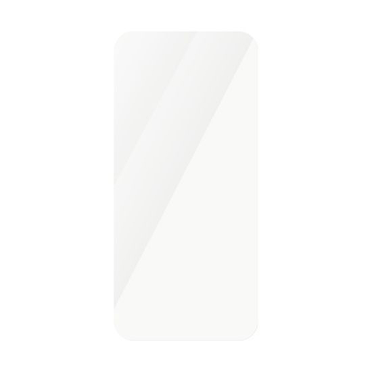 Un proteggi schermo trasparente per telefono è mostrato su sfondo bianco.