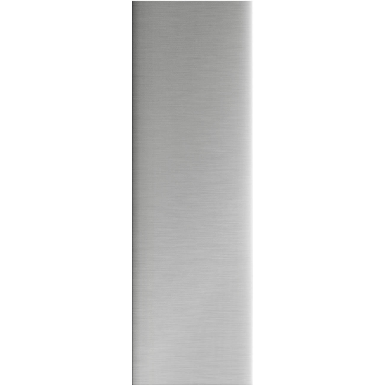 Un panel largo de metal cepillado sobre un fondo blanco.