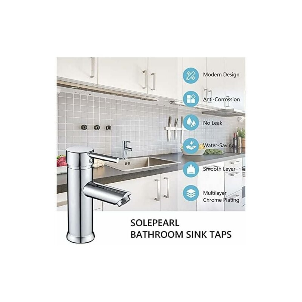 Chrom-Waschtischarmatur mit modernem Design und Funktionen.