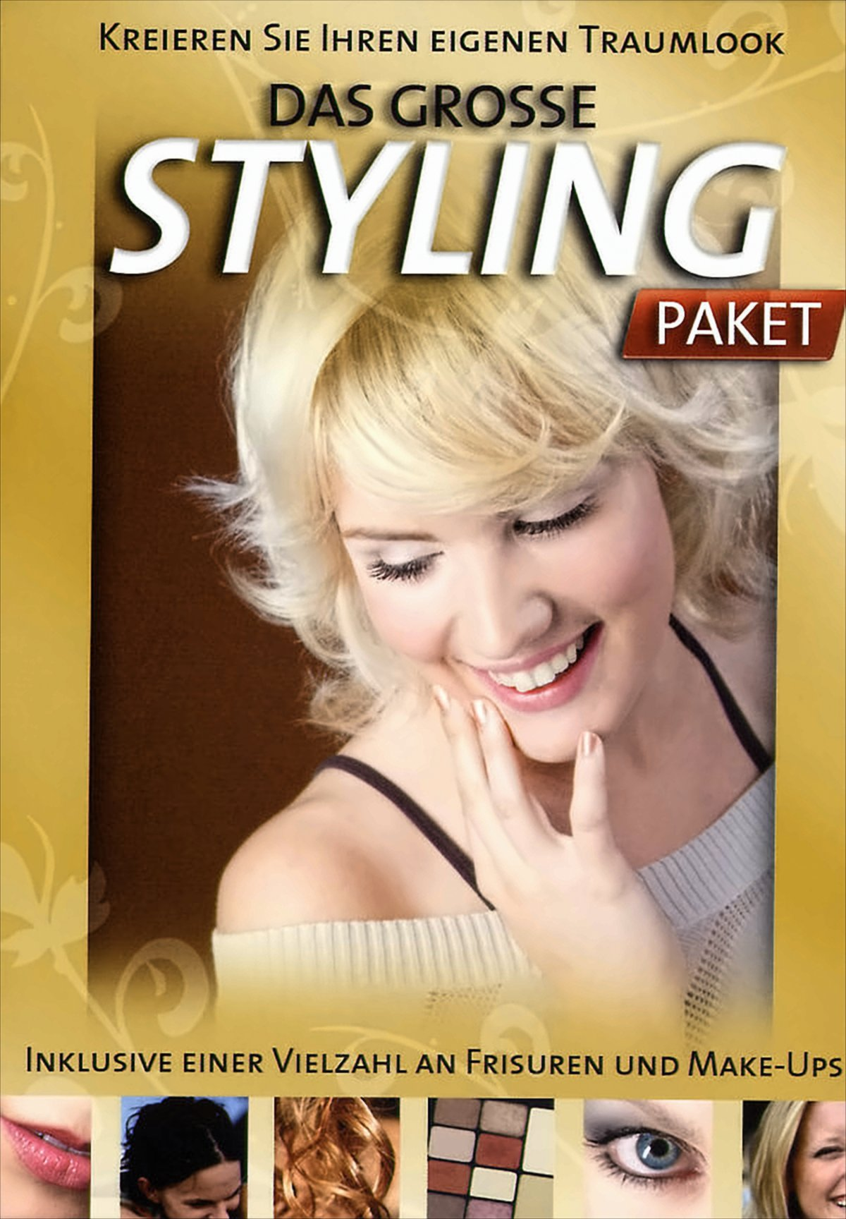 Eine lächelnde blonde Frau, mit Make-up und einem cremefarbenen Pullover, ist der zentrale Fokus des Covers.