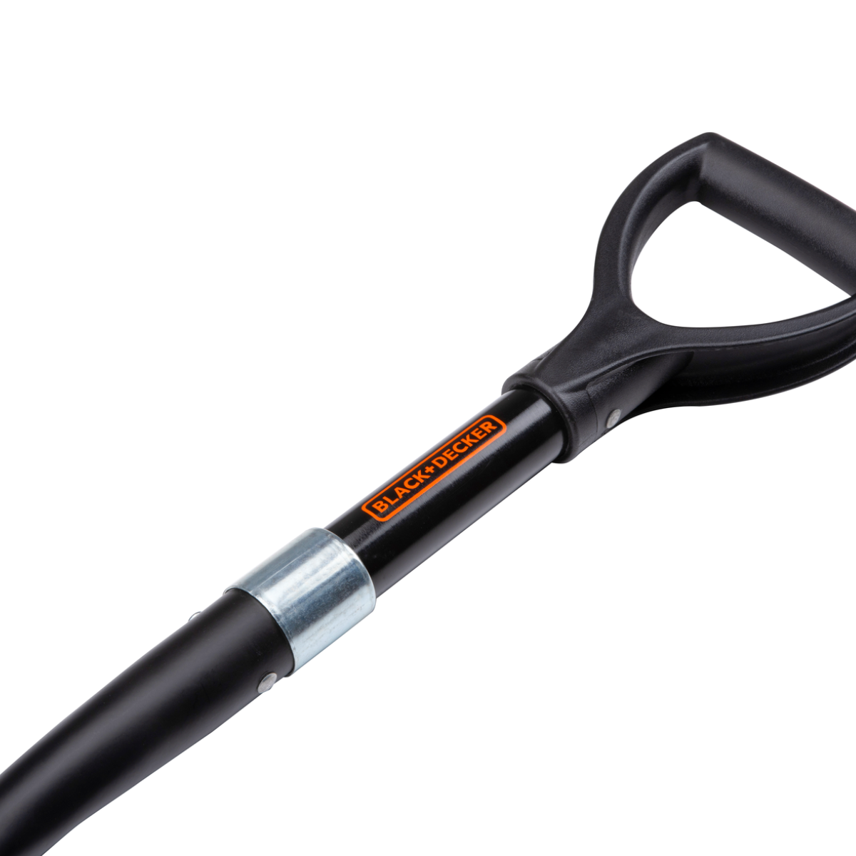 Zwarte en oranje schepsteel tegen een witte achtergrond, met BLACK+DECKER logo.