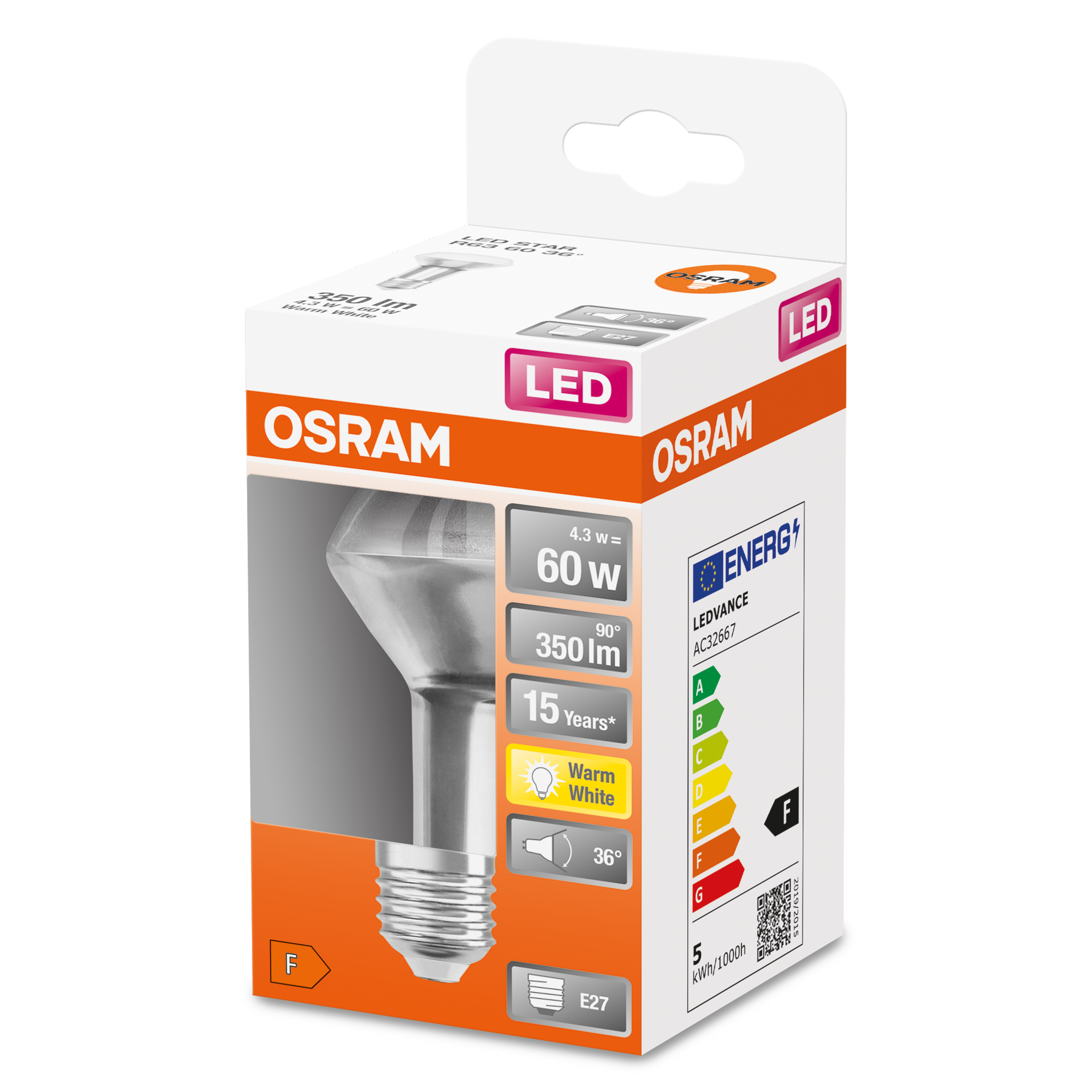 Żarówka LED OSRAM w pudełku, pokazująca szczegóły produktu.