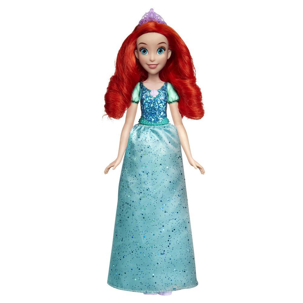Bambola Ariel, capelli rossi, vestito blu e tiara viola.