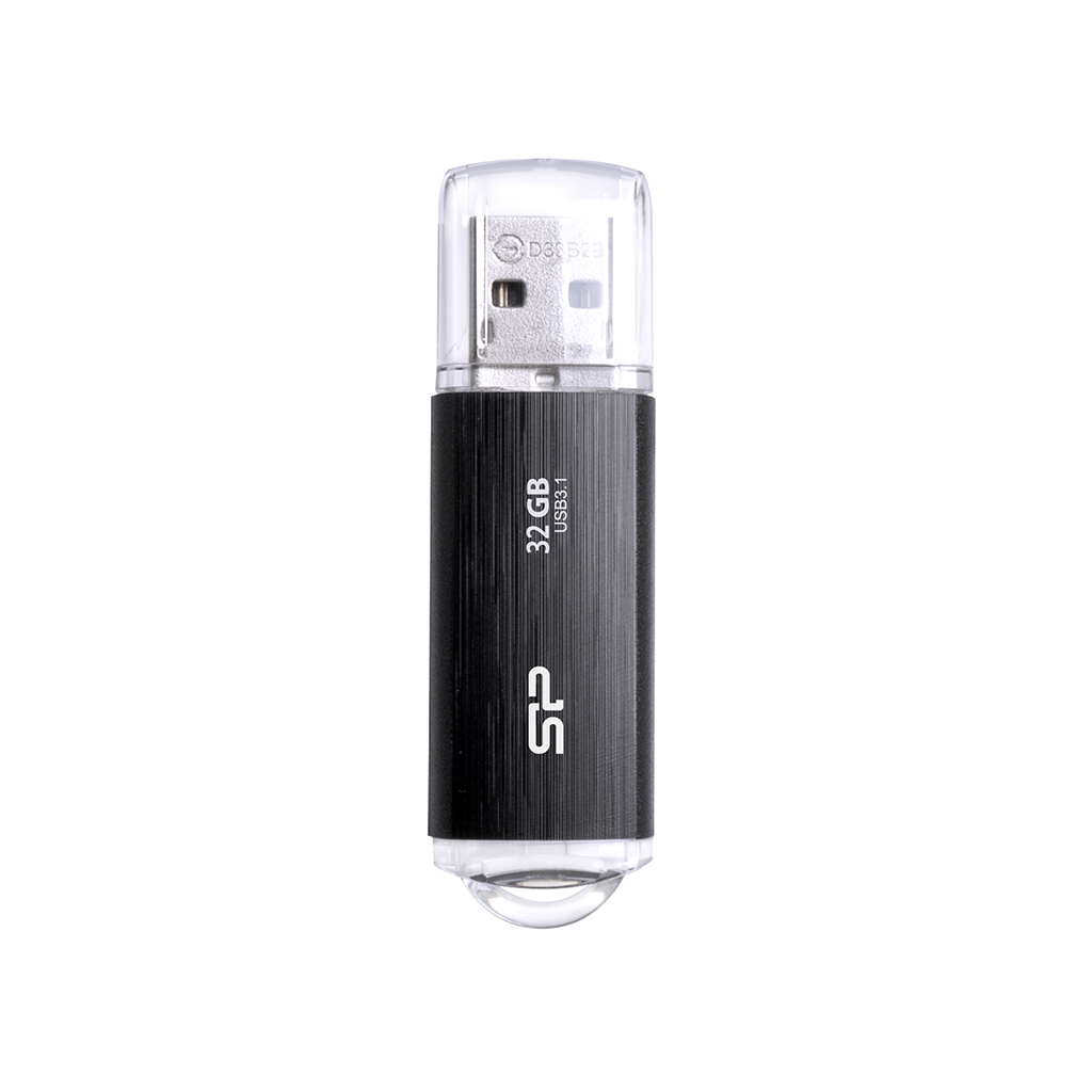 Czarny i przezroczysty pendrive. Z boku napis '32 GB USB3.1'.
