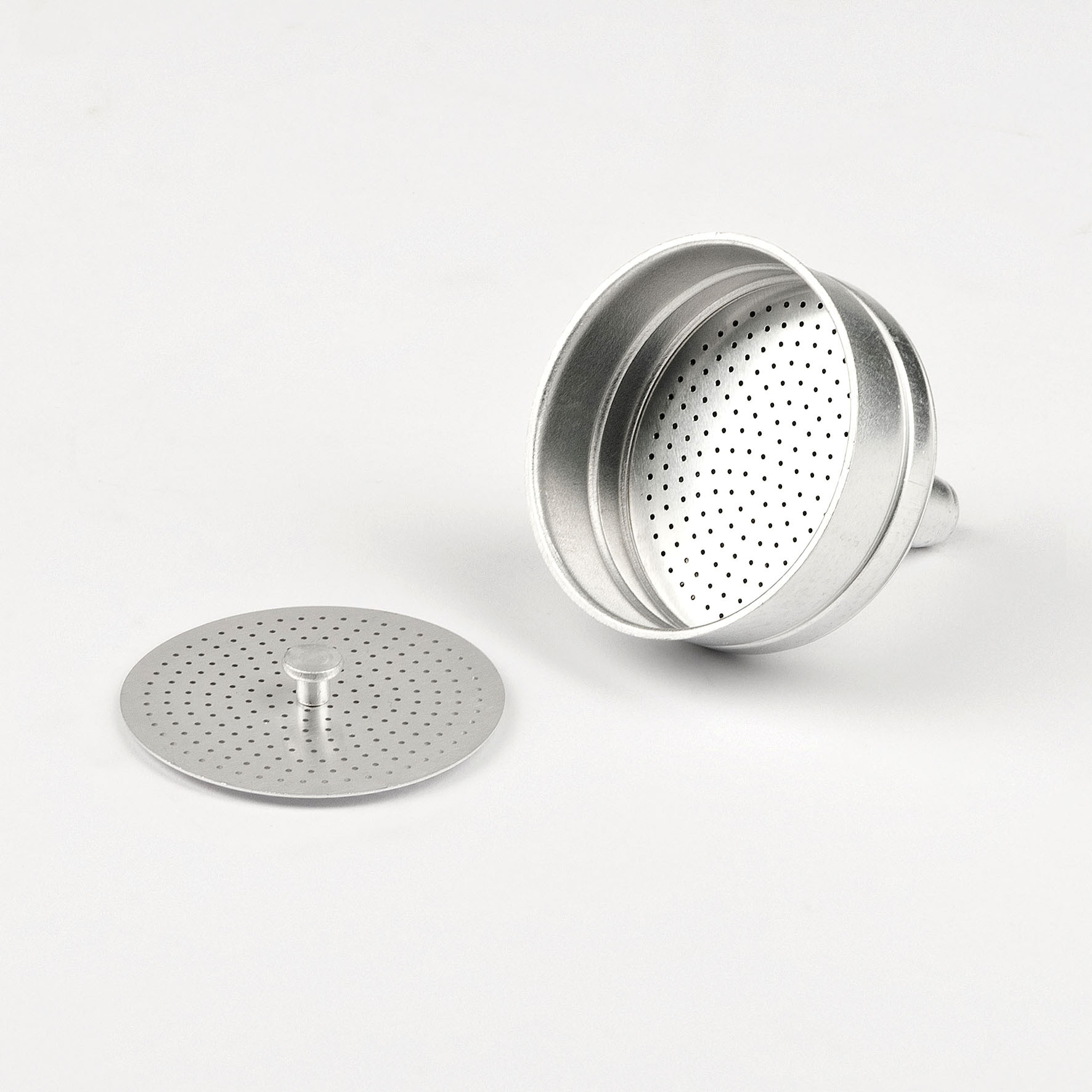 Aluminiowe części ekspresu do kawy; górna i dolna część.