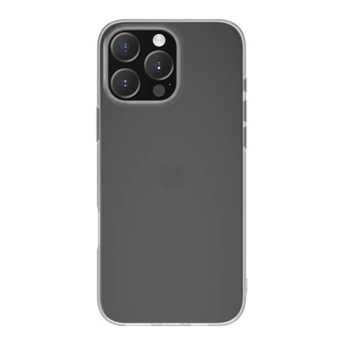 Custodia trasparente per telefono con logo Apple. Copre la parte posteriore.