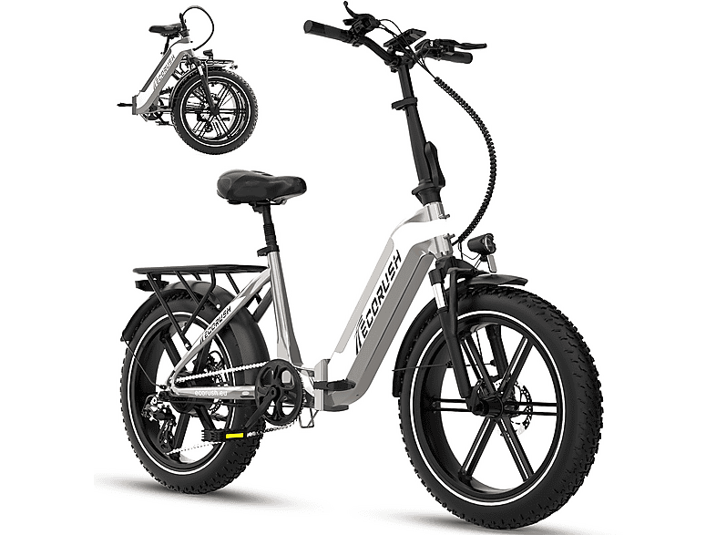  ECORUSH R2 E-Bike Elektrofahrrad 20*4,0 Zoll Kompakt-/Faltrad (Laufradgröße: 20 Zoll, Unisex-Rad, 499.2Wh, Gold)