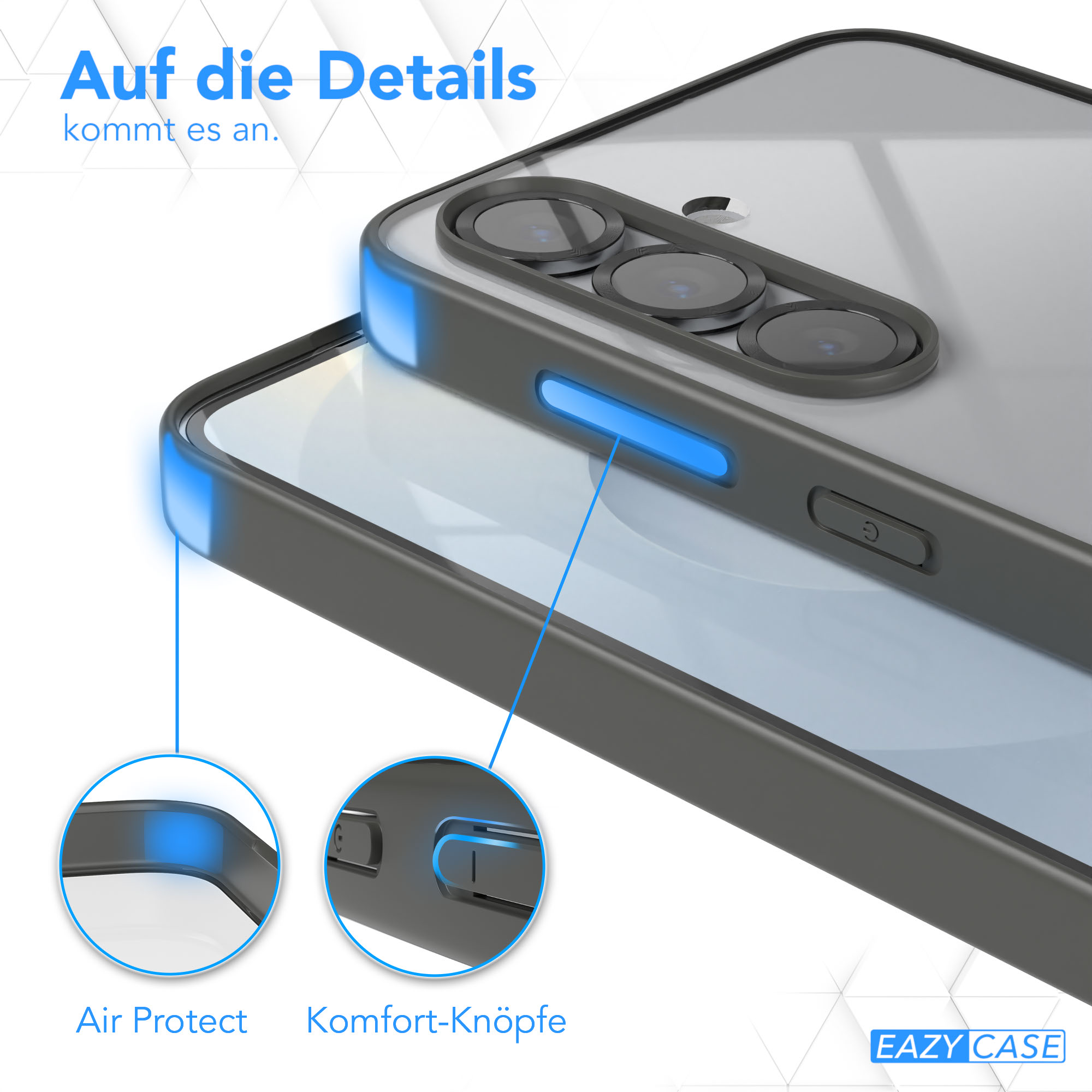 Nahaufnahme einer Handyhülle, die ein Design mit den internen Komponenten des Telefons zeigt.