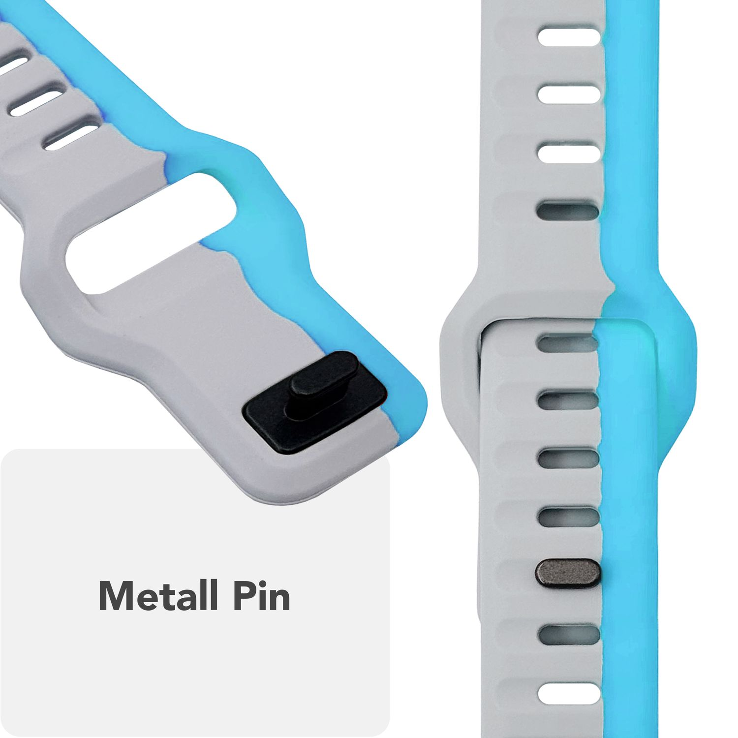 Armband mit Details des Metallstifts.