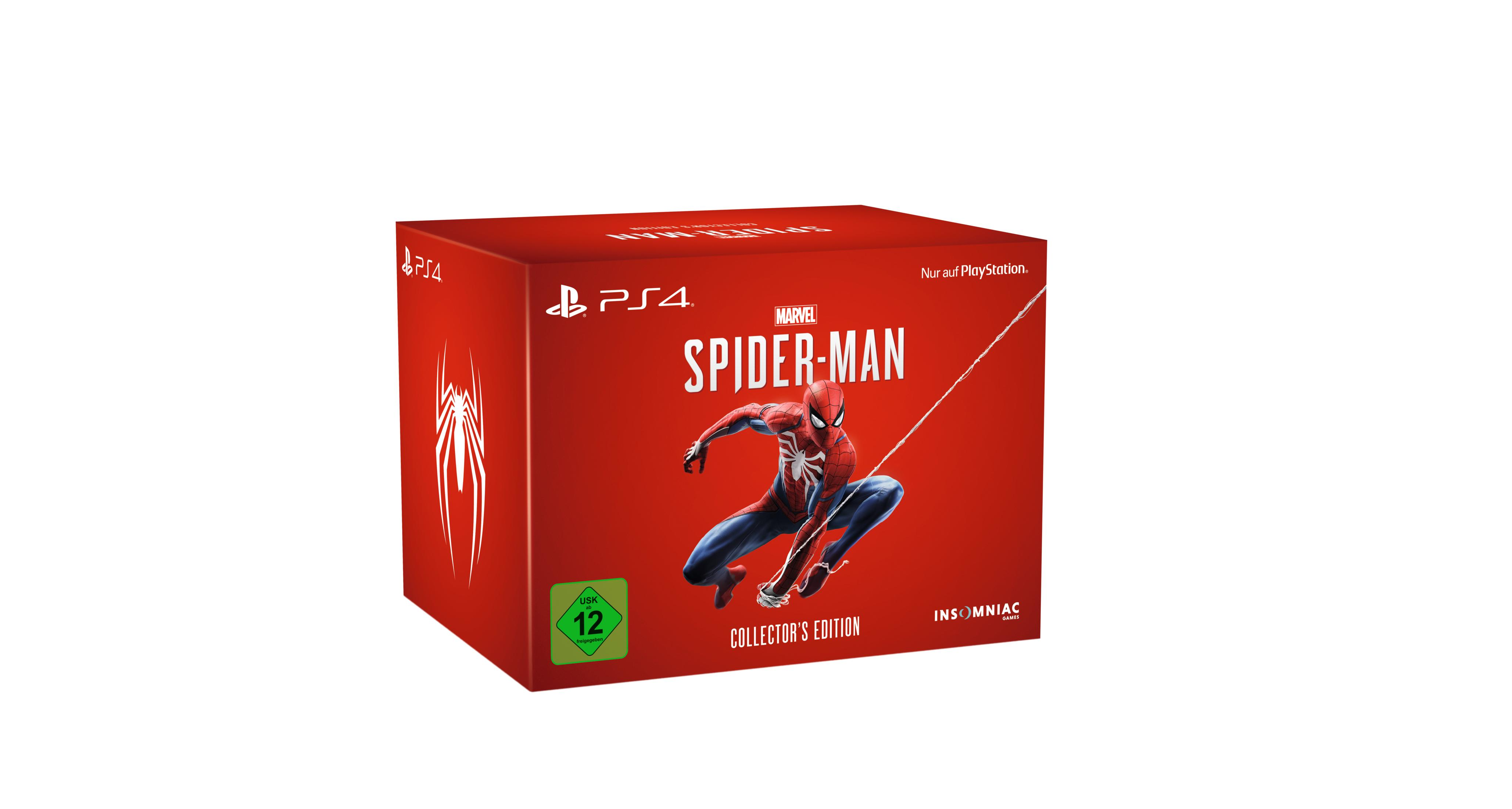 Eine rote Box für das Spiel 'Spider-Man' mit dem Spider-Man-Logo und -Bild.