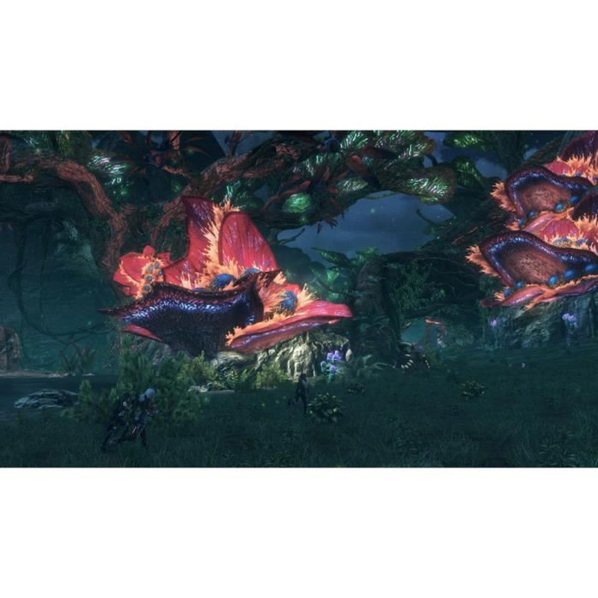 Personaggi in un gioco con fiori giganti.