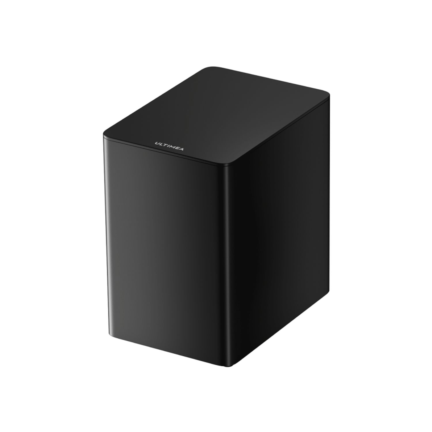 Czarny prostokątny głośnik z marką 'ULTIMEA' na górze. Ma siatkowy przód.