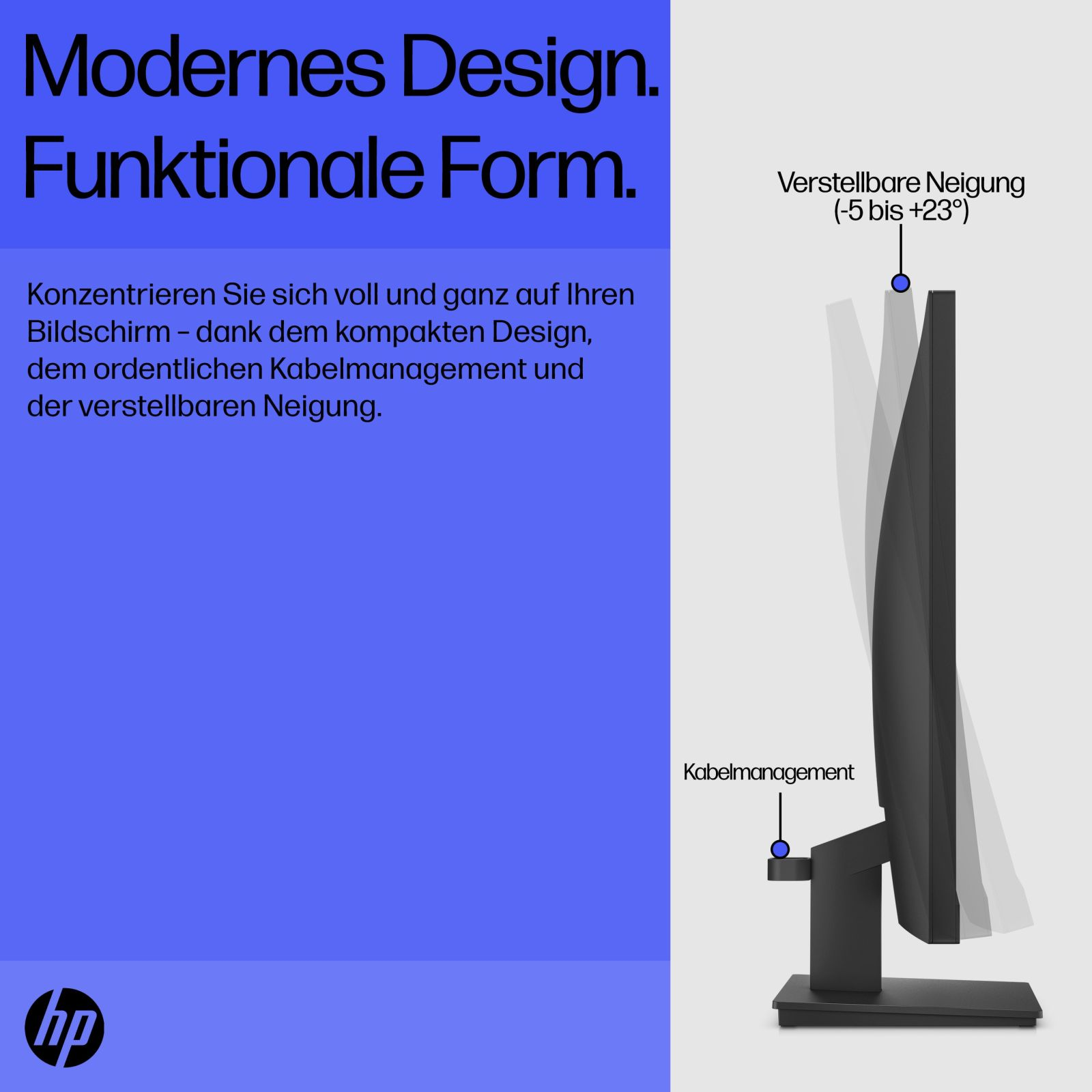 Un monitor de computadora con texto, un diagrama y el logotipo de HP sobre un fondo azul.