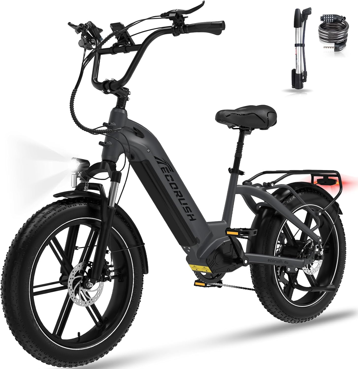 Bicicleta de Montaña ECORUSH R6, Bicicleta eléctrica con pedaleo, 250W,  R6-Grau