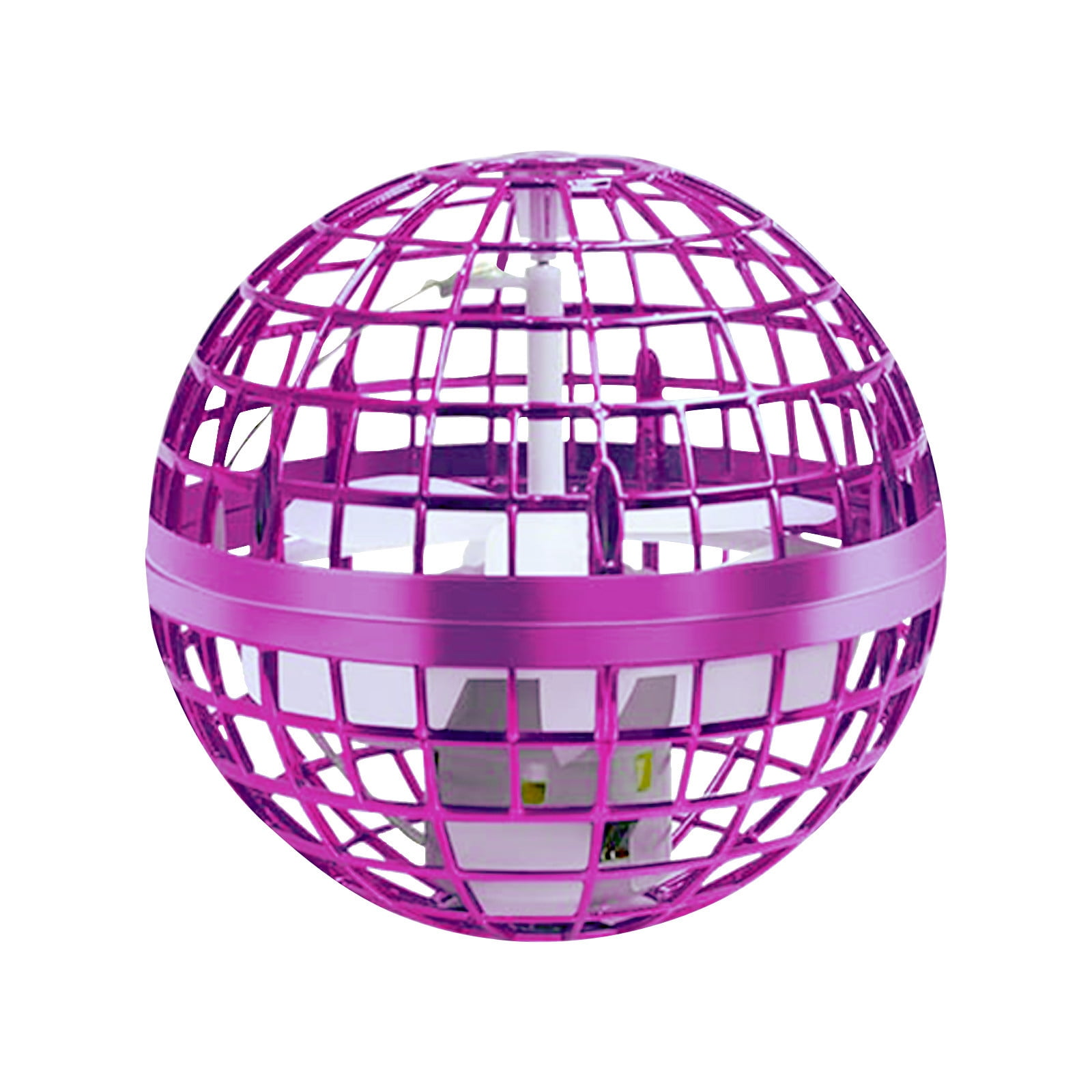 Rosa, kugelförmiges Spielzeug mit käfigartigem Design. Es hat ein weißes Innere und ist isoliert.