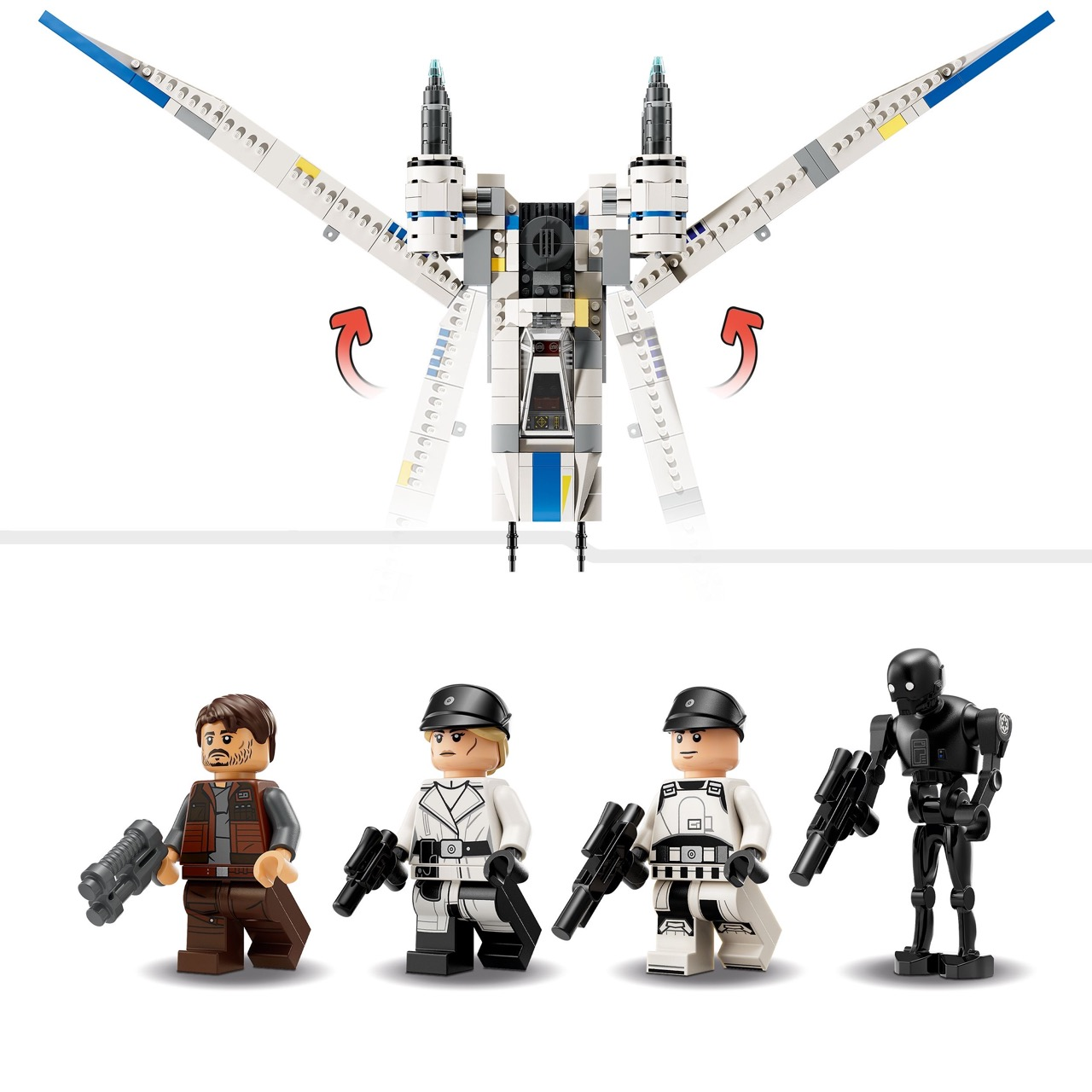 Model Lego Star Wars z minifigurkami postaci z filmu.