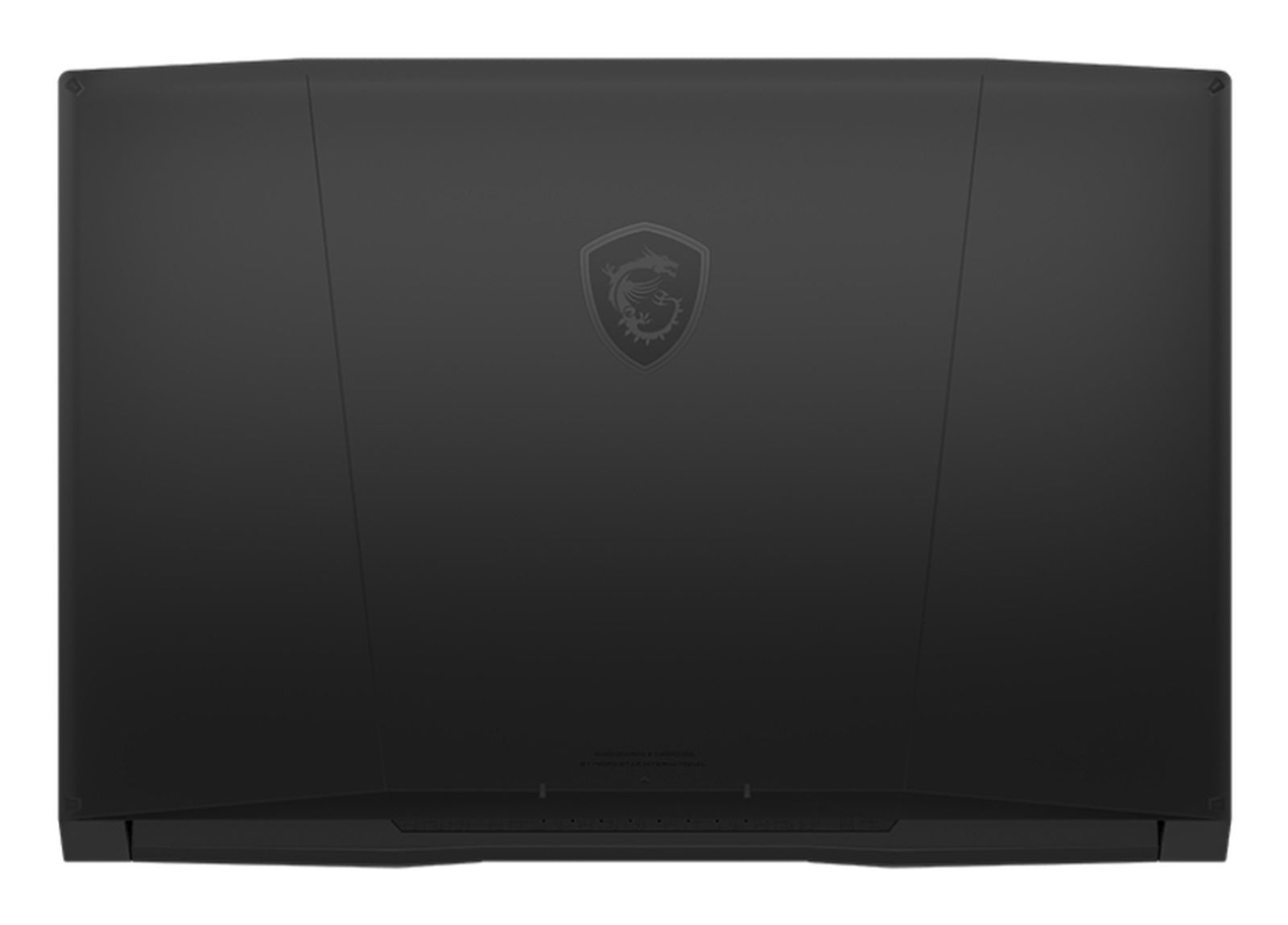 Czarny laptop z logo.