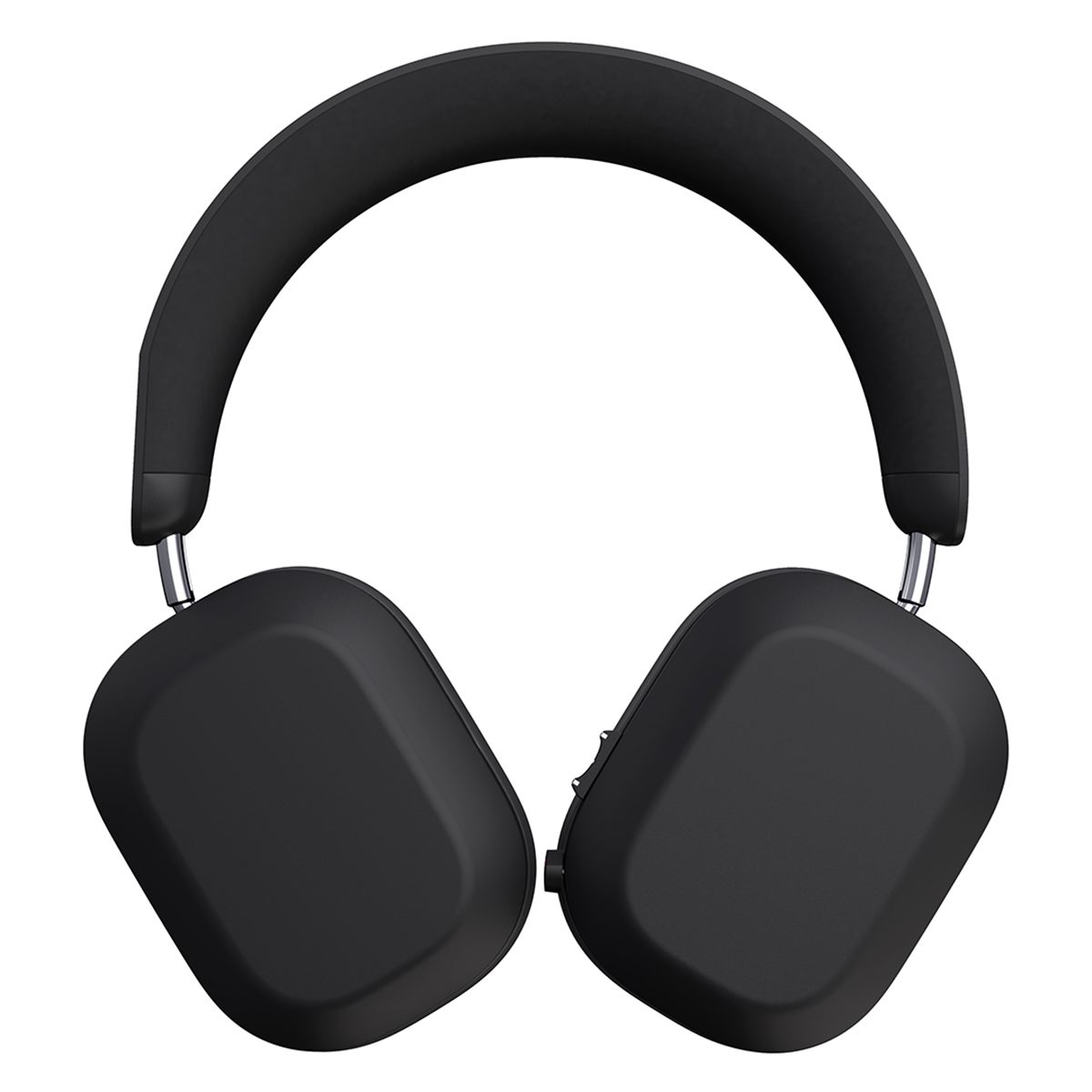Cuffie over-ear nere. Hanno un design arrotondato con una fascia curva.