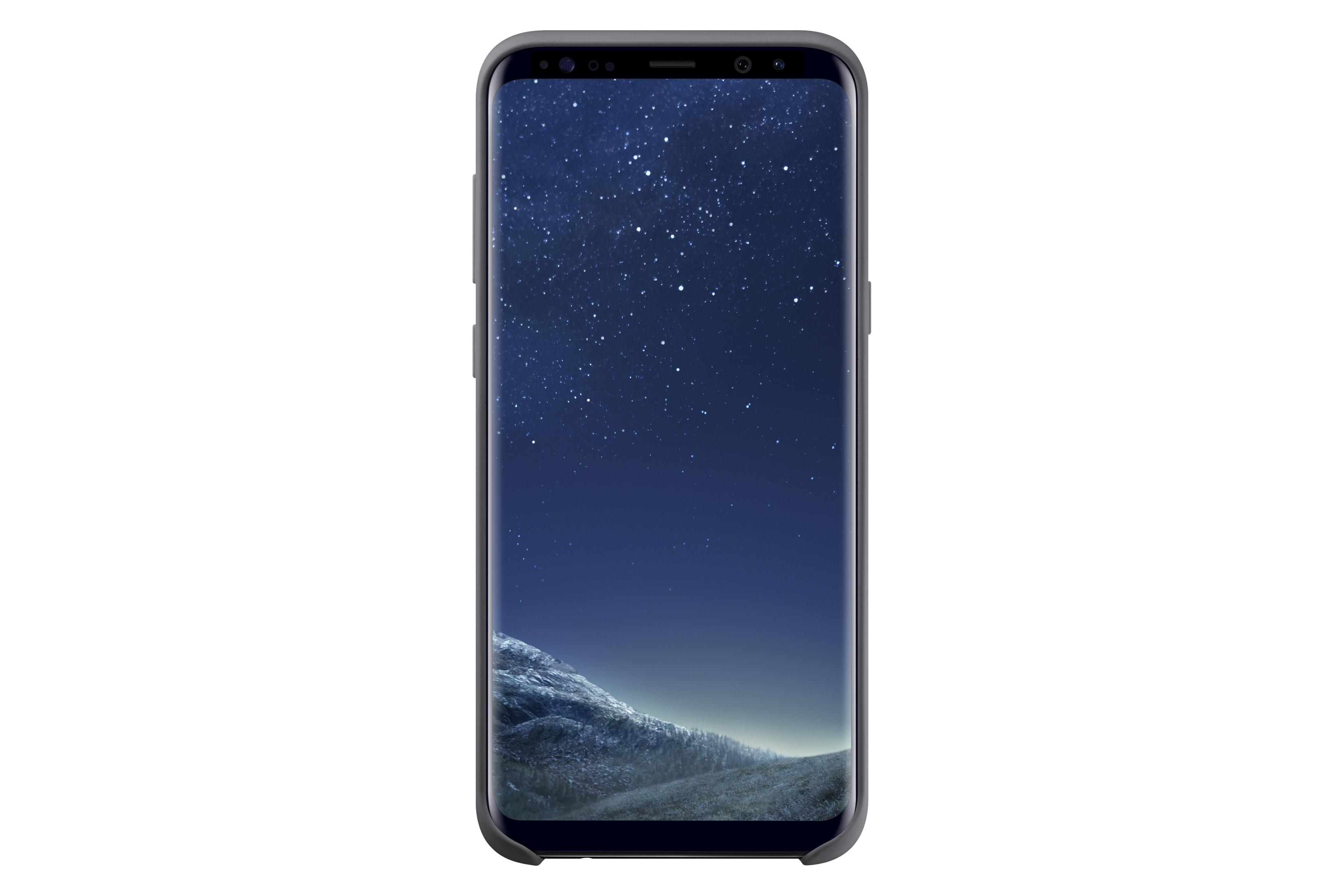 Uno smartphone con schermo che mostra una notte stellata. Il telefono è in una custodia nera.