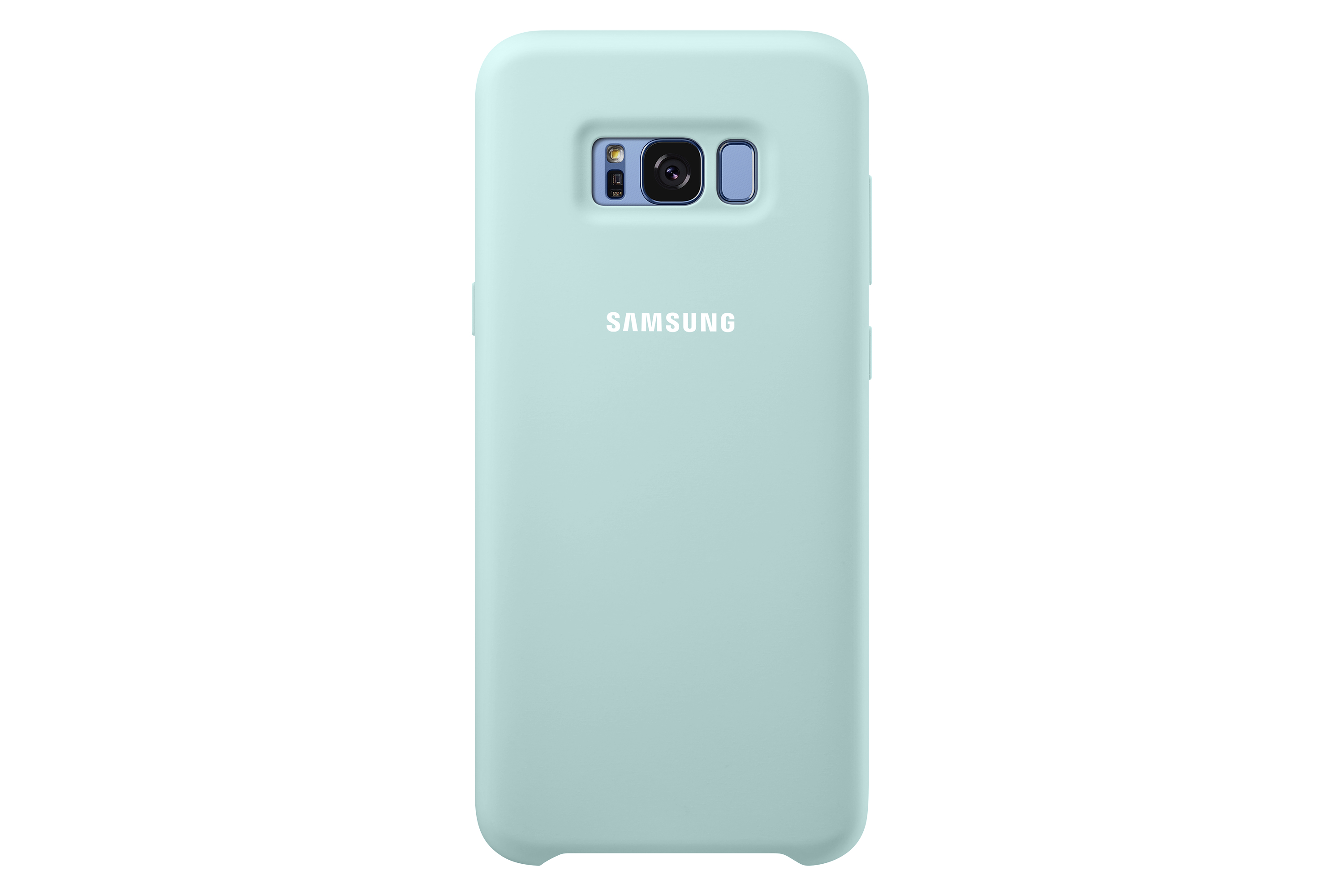 Hellblaue Handyhülle für ein Samsung-Telefon.