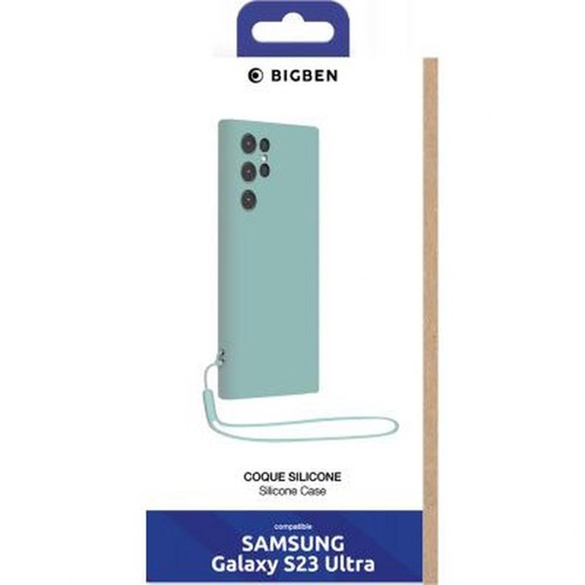 Custodia azzurra con cinturino. Per Samsung Galaxy S23 Ultra.