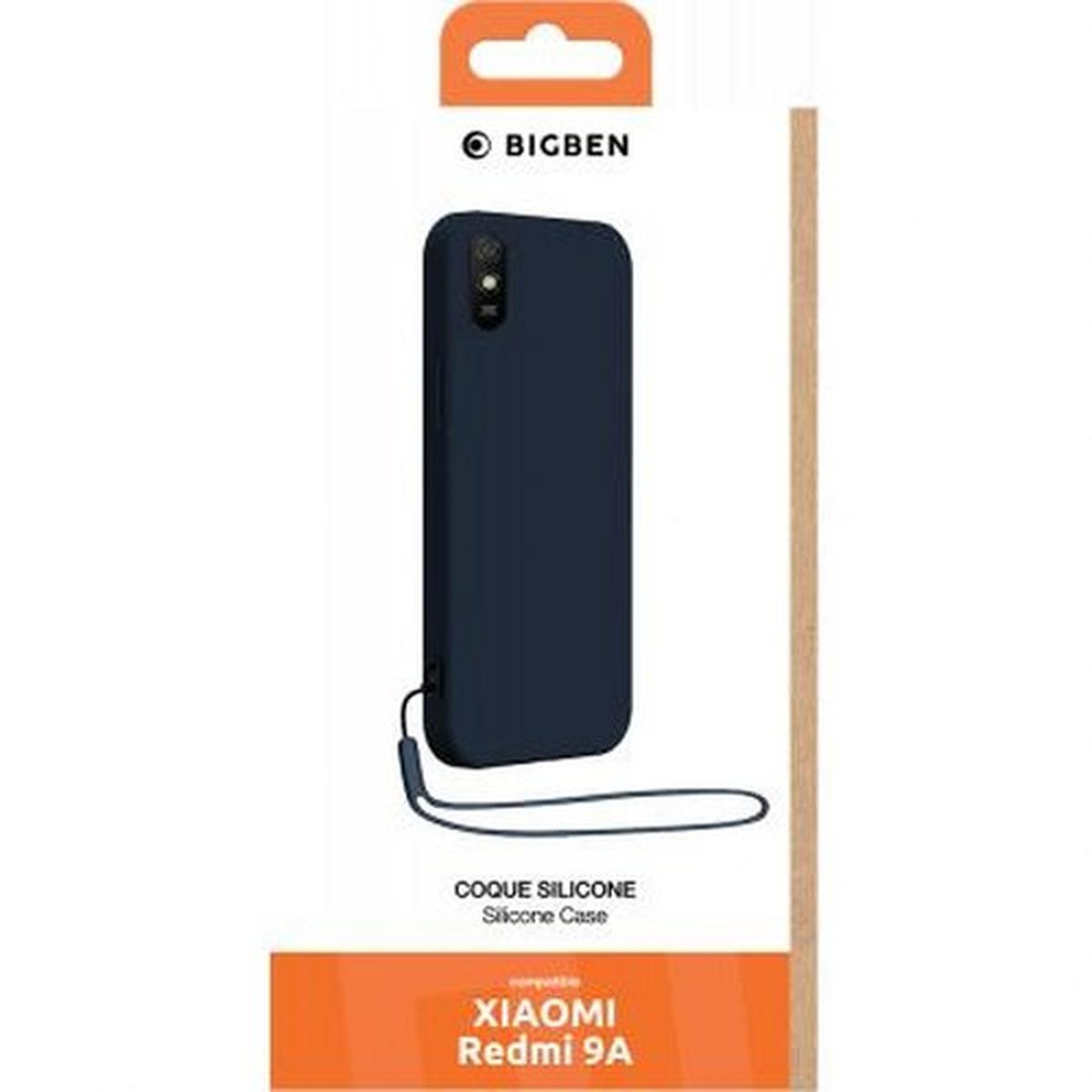 Una scatola per custodia per telefono con una custodia blu scuro all'interno e testo sul prodotto.