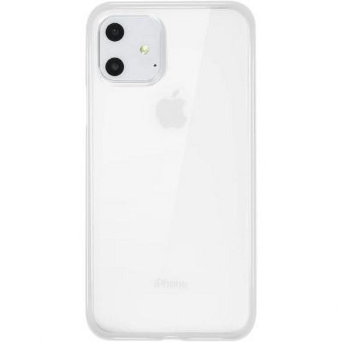 Transparente Handyhülle. Mit Kameraausschnitten und Apple-Logo.
