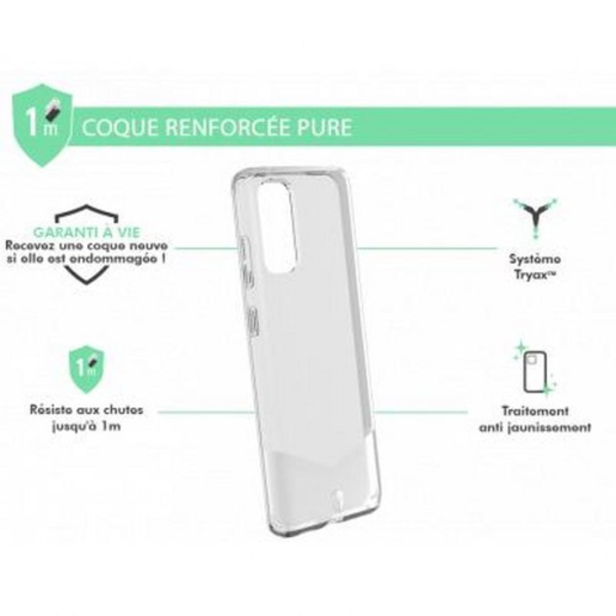 Custodia trasparente con testo e icone. La custodia ha protezione dalle cadute e trattamento anti-ingiallimento.