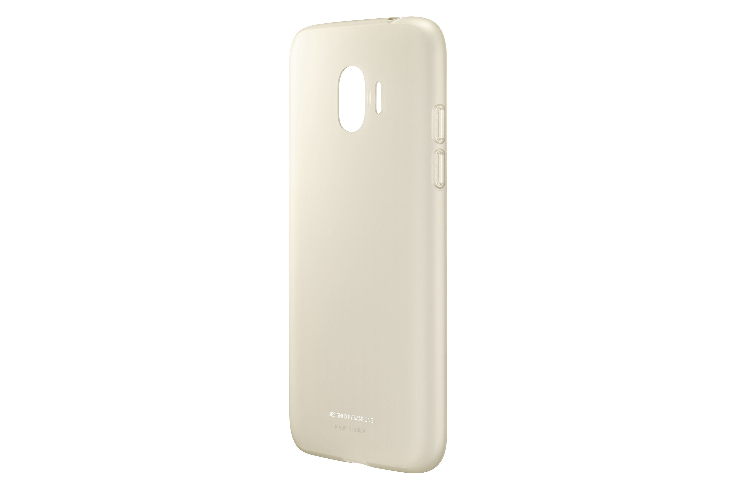 Una custodia beige per telefono con fori per fotocamera e pulsanti.