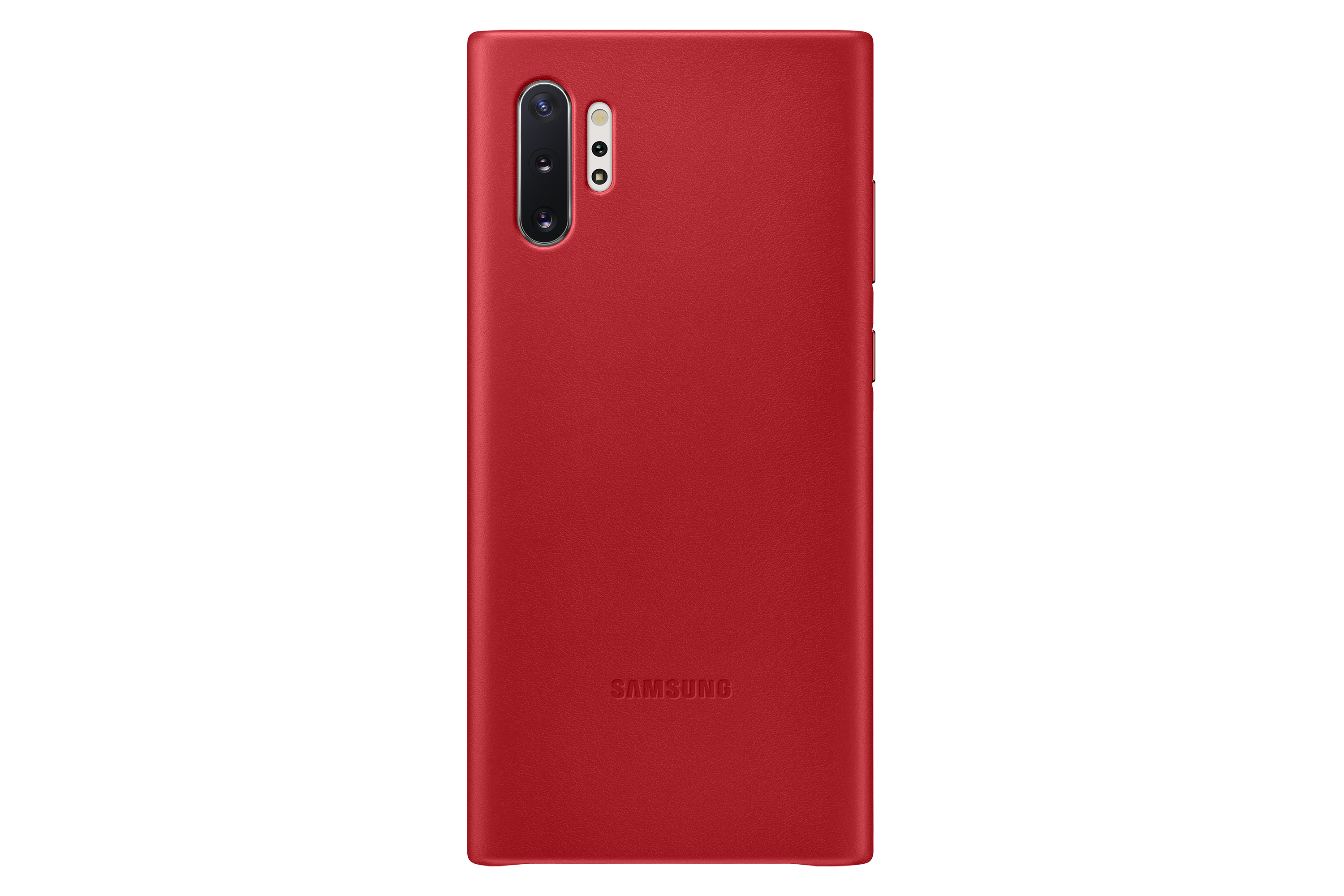 Rote Handyhülle mit Kamera. Das Telefon hat eine rote Hülle mit der Marke Samsung.
