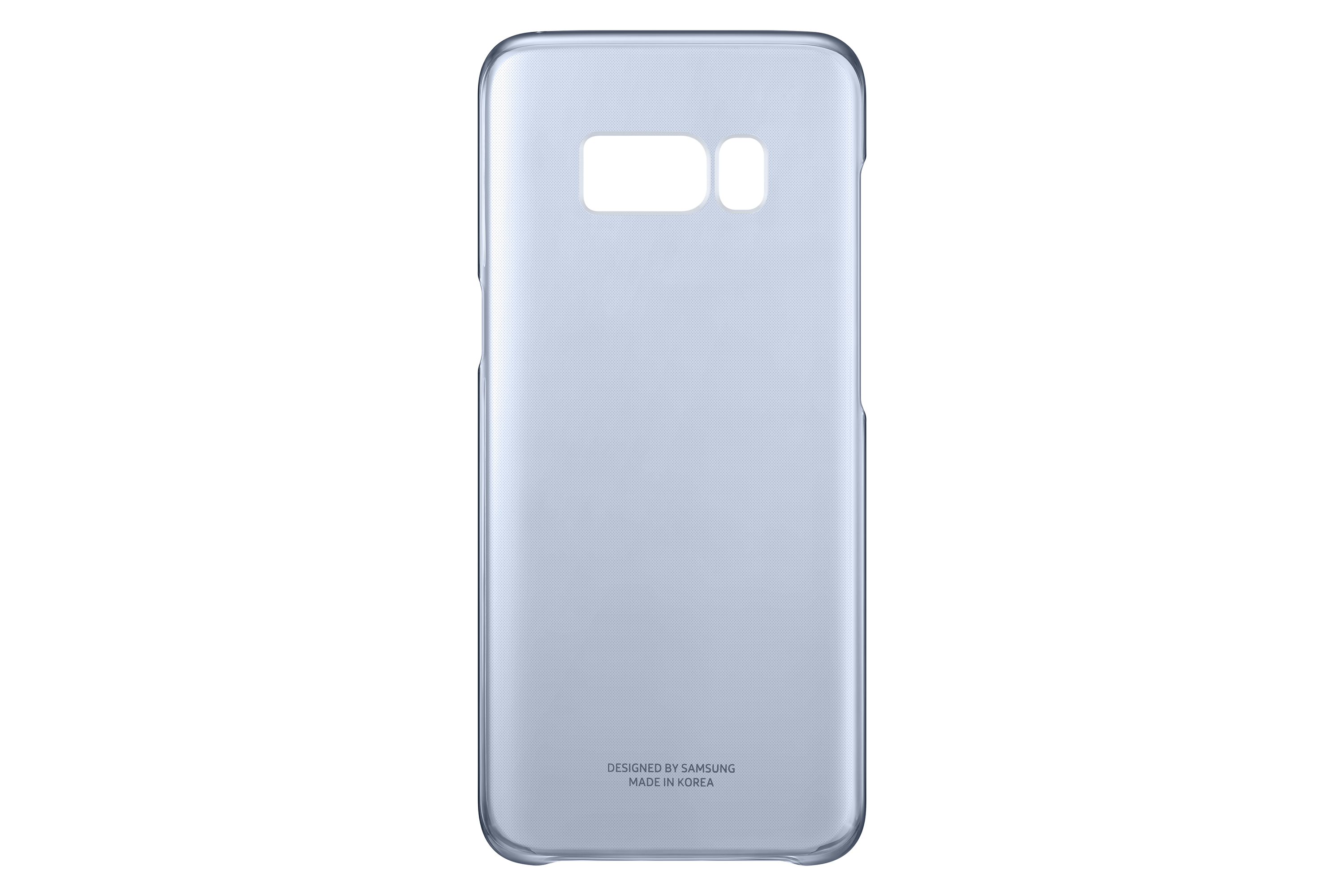 Una custodia per telefono blu su sfondo bianco.