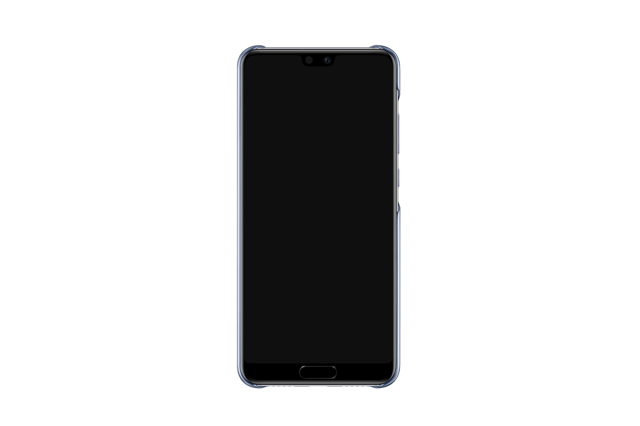 Uno smartphone nero con un piccolo schermo e una sottile cornice blu.