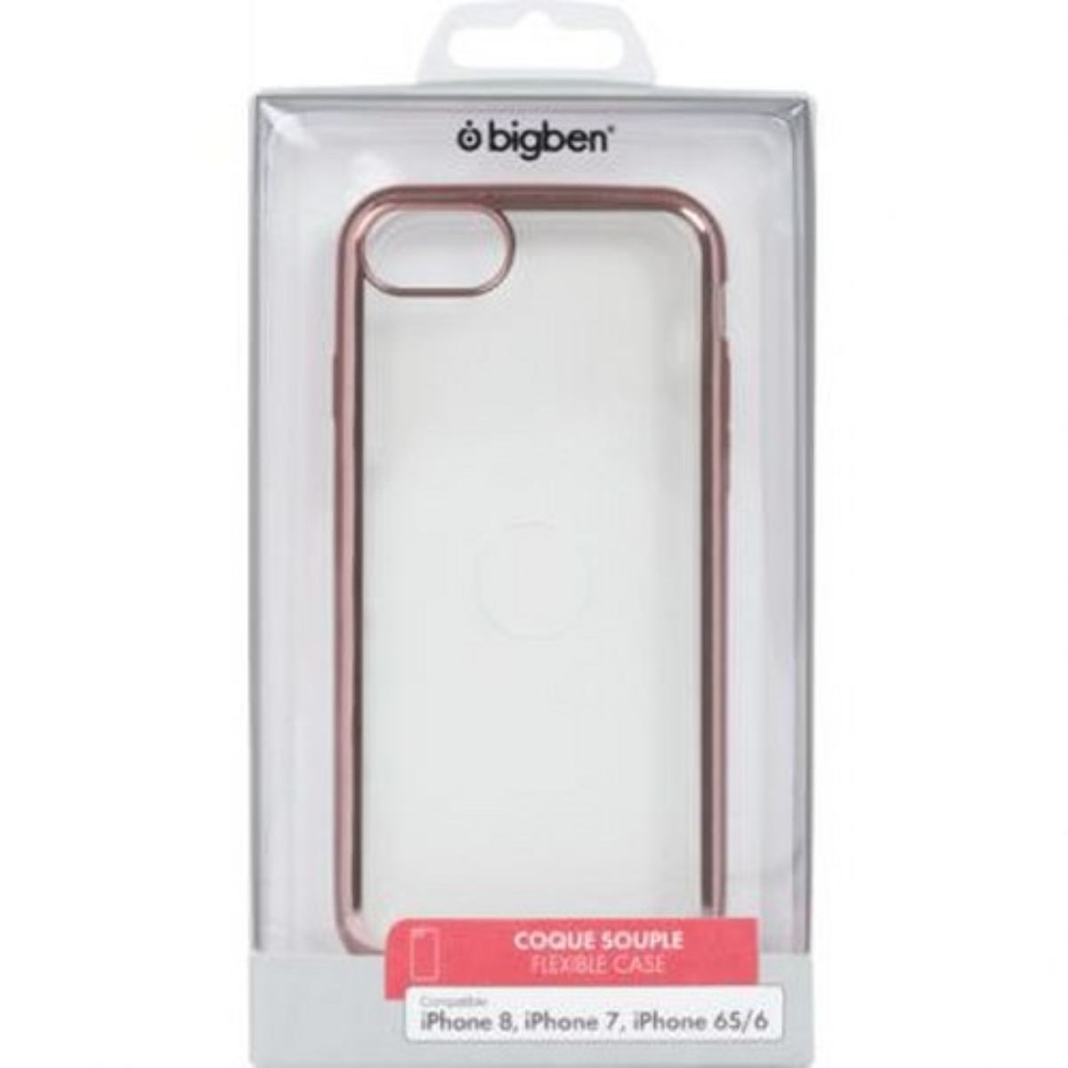 Custodia trasparente per telefono in una scatola, con bordo oro rosa, per iPhone 8, 7, 6S/6.