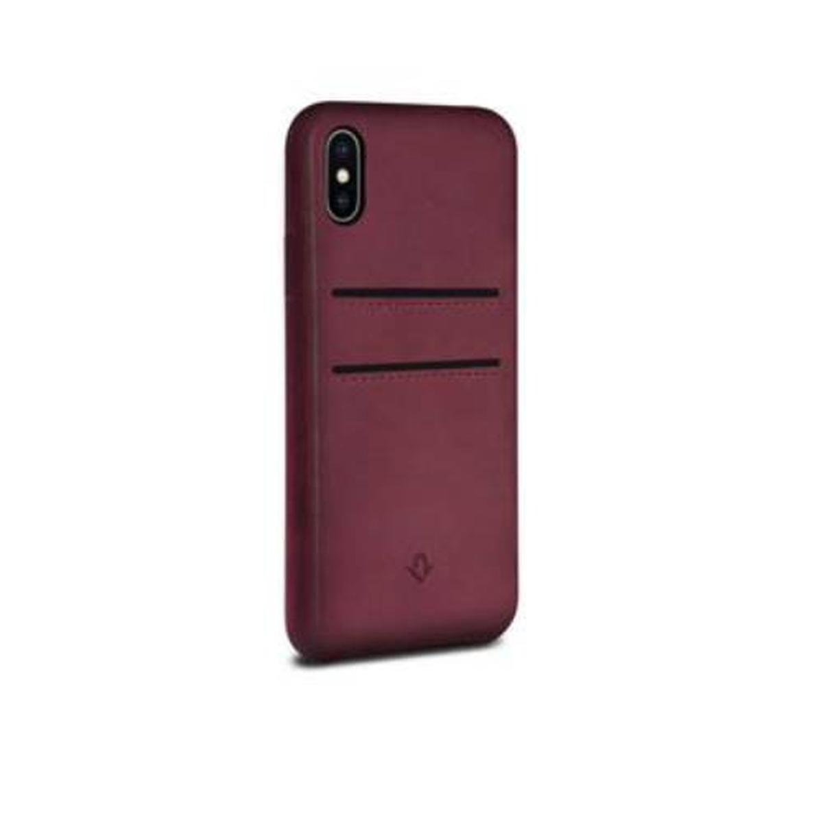 Custodia rossa per telefono con due linee orizzontali nere.