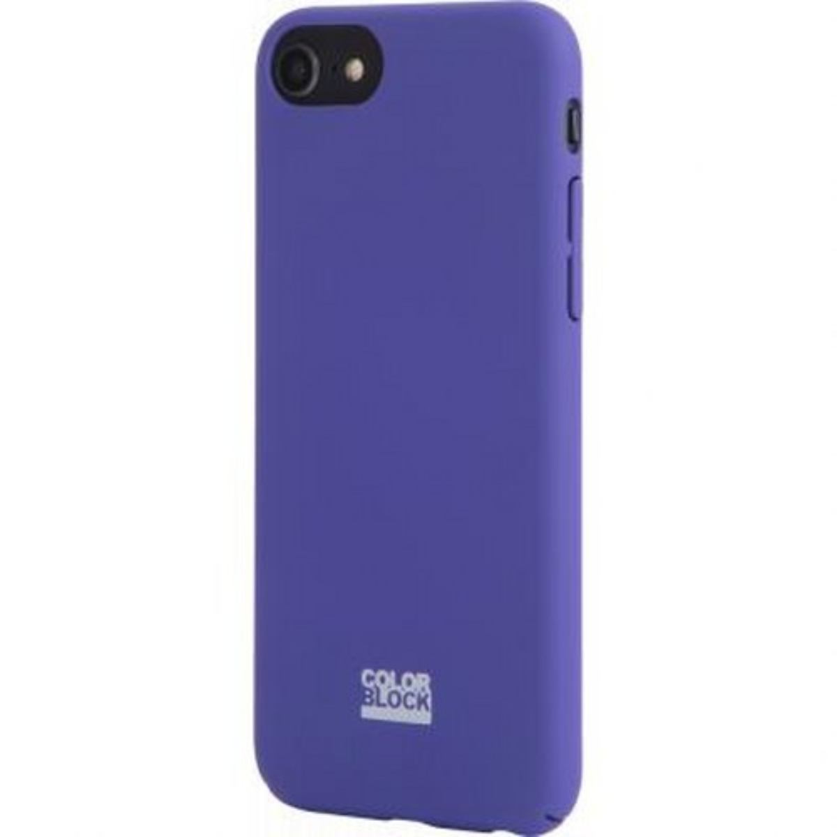 Custodia per telefono viola con logo. Lo sfondo è bianco.