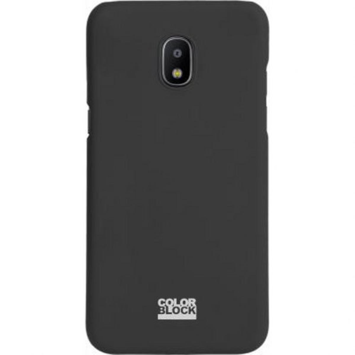 Schwarze Handyhülle mit Kameraausschnitt. Text 'COLOR BLOCK' auf der Rückseite.